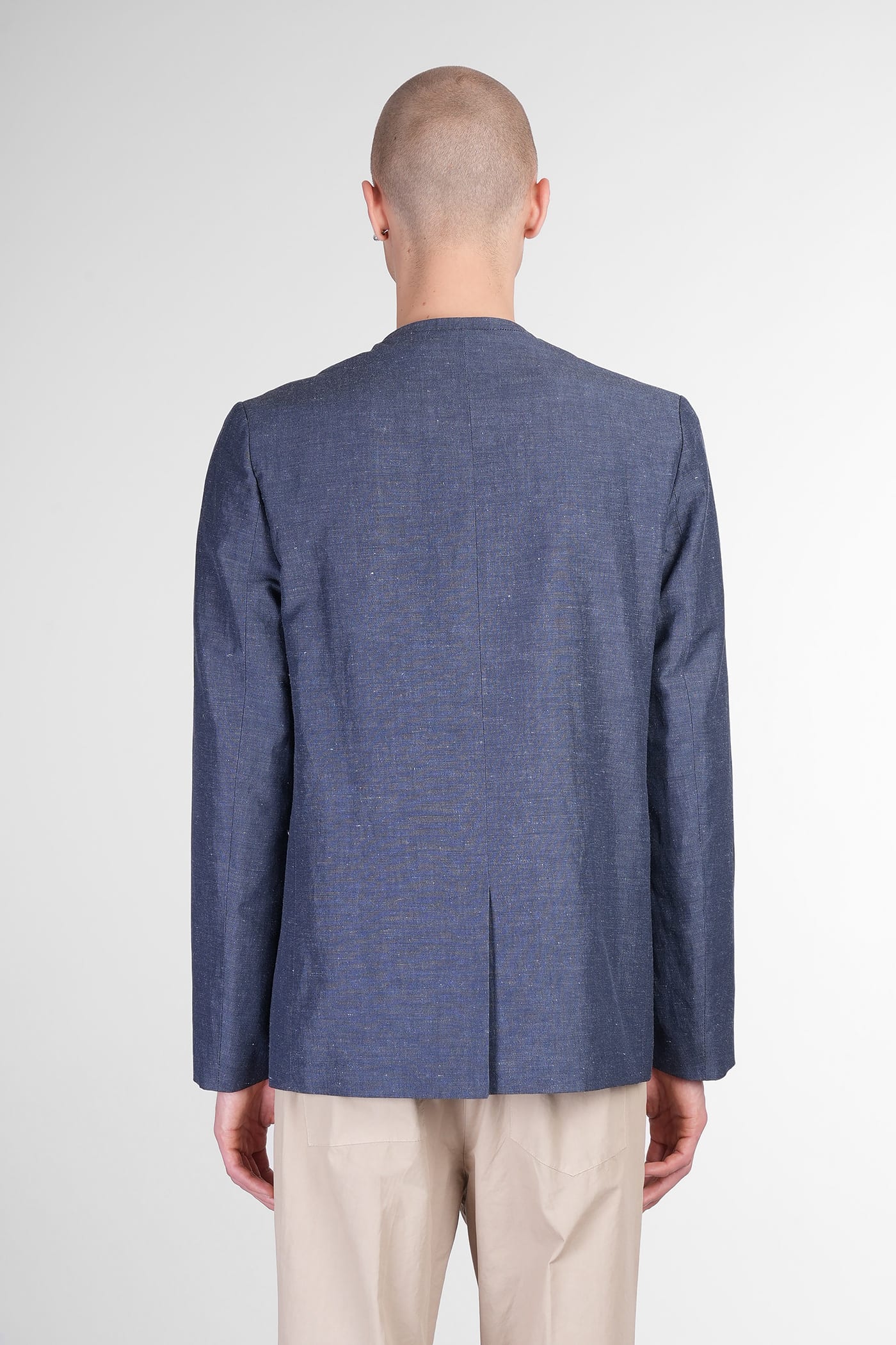 Mauro Grifoni Blazer In Blue Linen