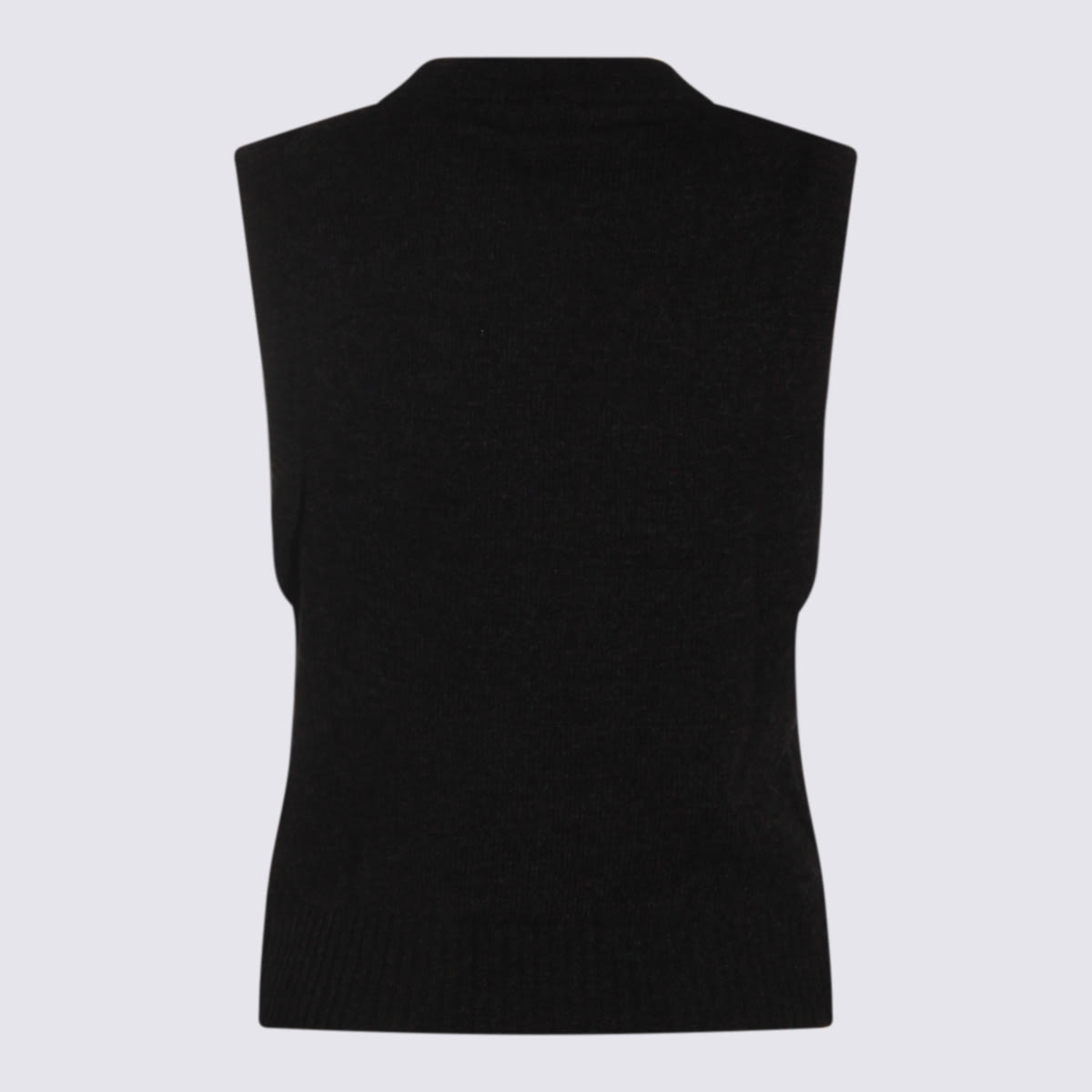 Ganni Dark Grey Rose Wool-blend Vest Women In Multi