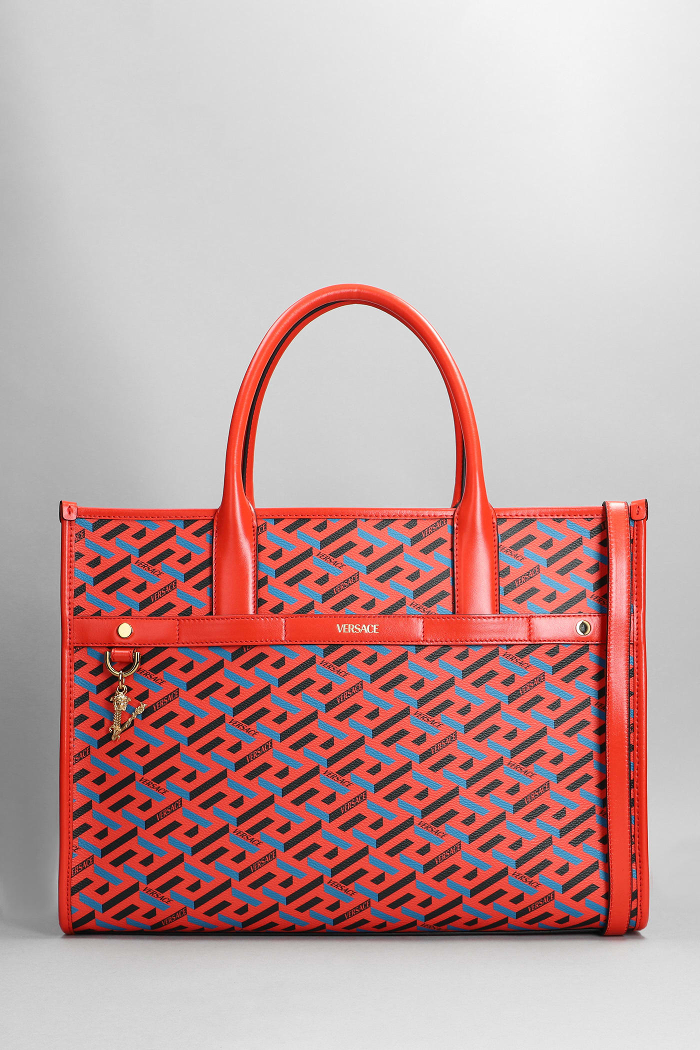 Versace Tote In Red Leather