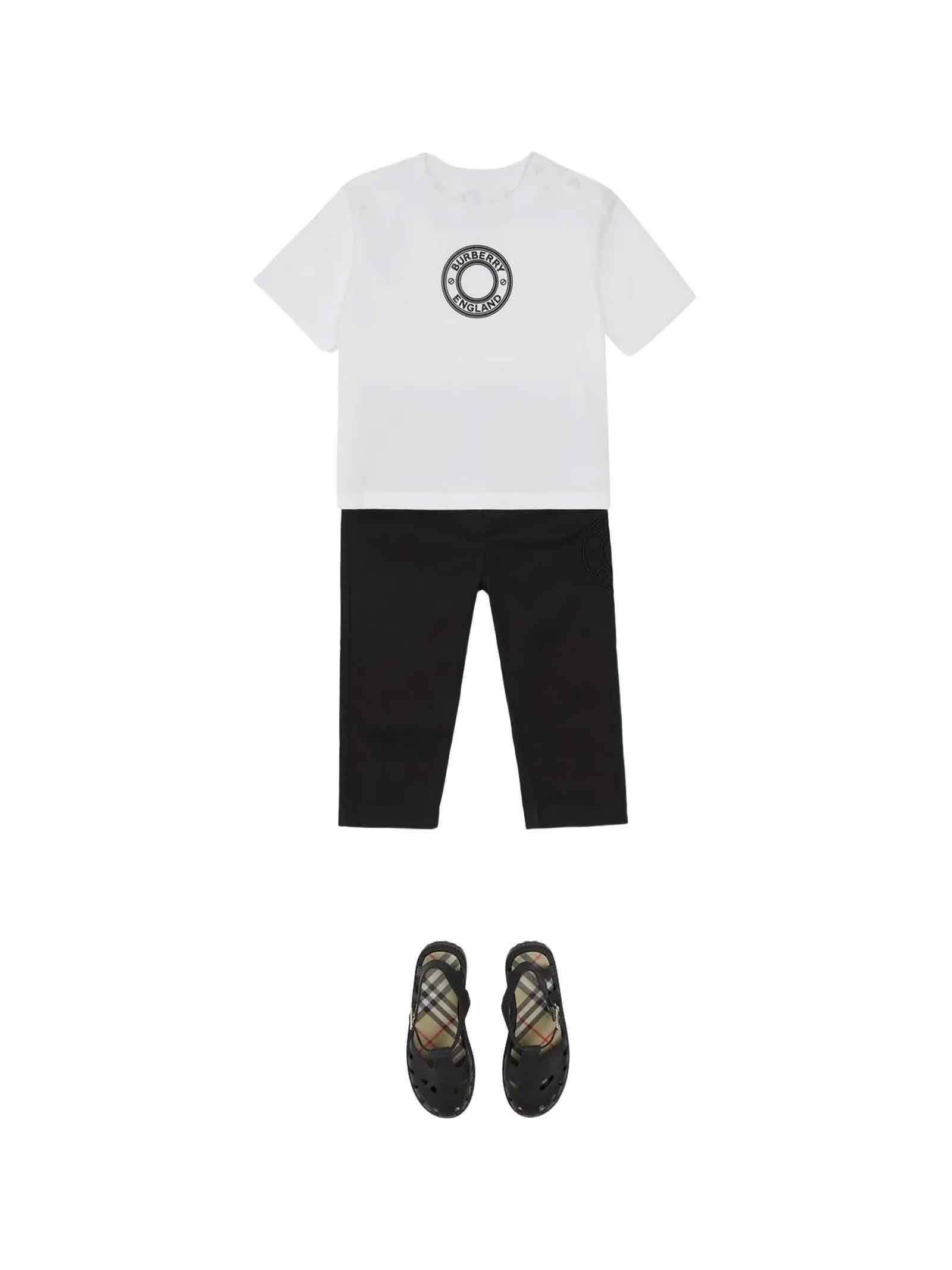 Shop Burberry Black Trousers Baby Boy In Nero