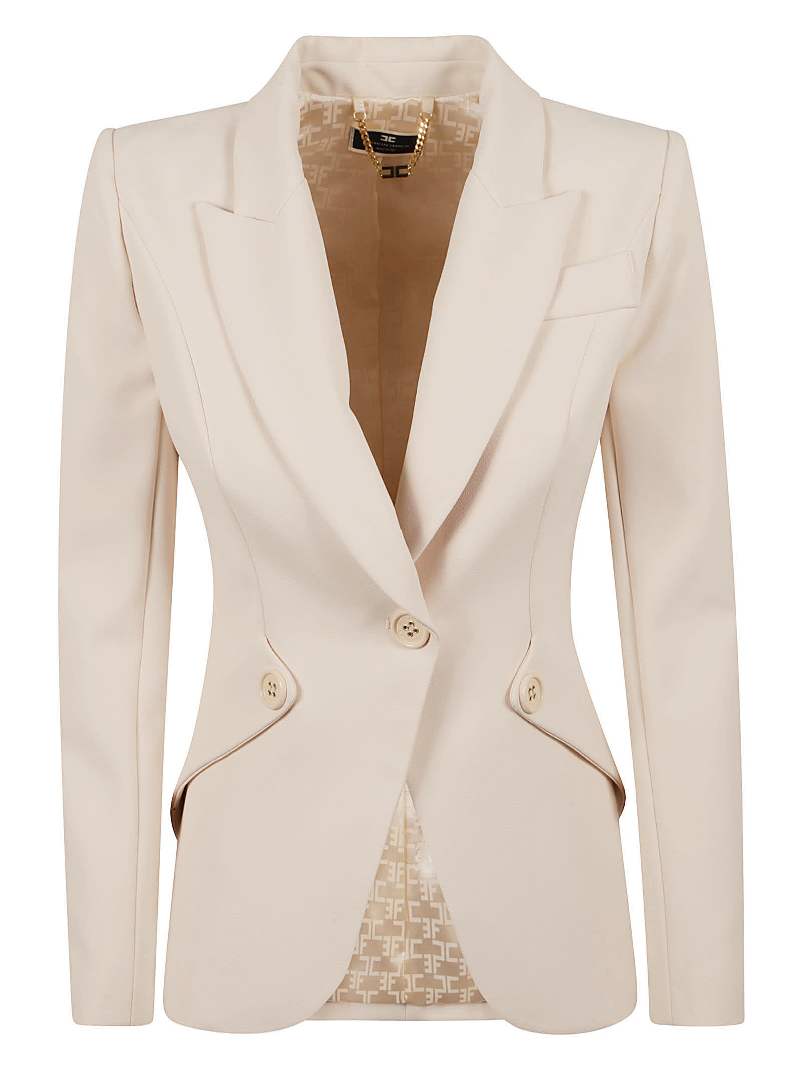 Shop Elisabetta Franchi Single-button Plain Blazer In White