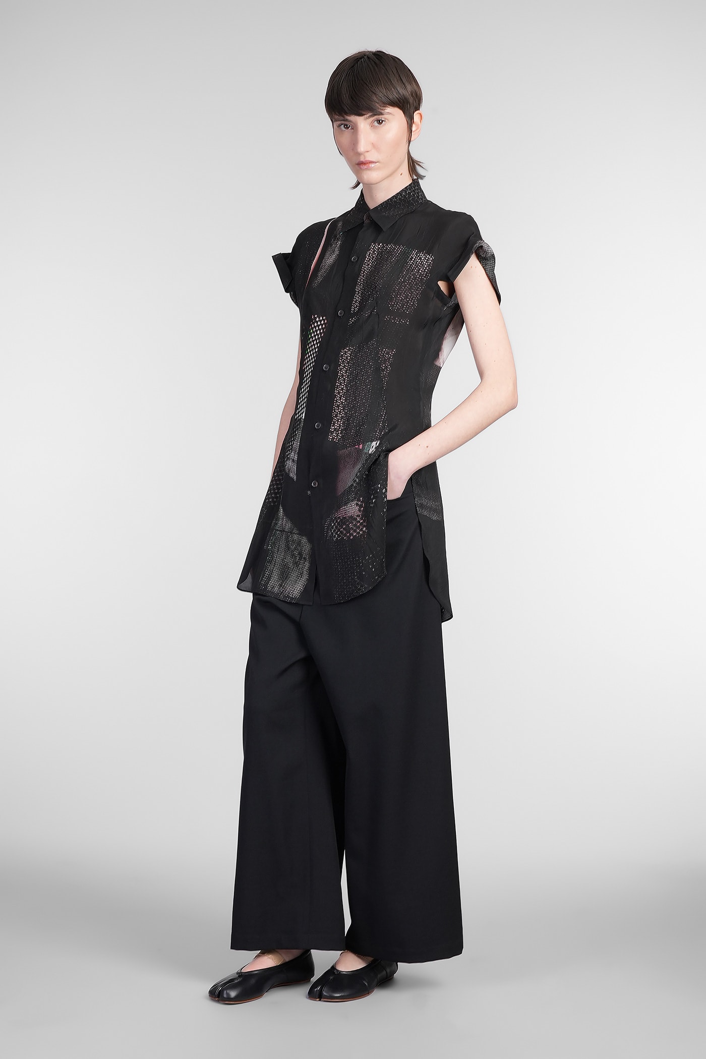 Yohji Yamamoto Shirt In Black Polyamide Polyester In Black