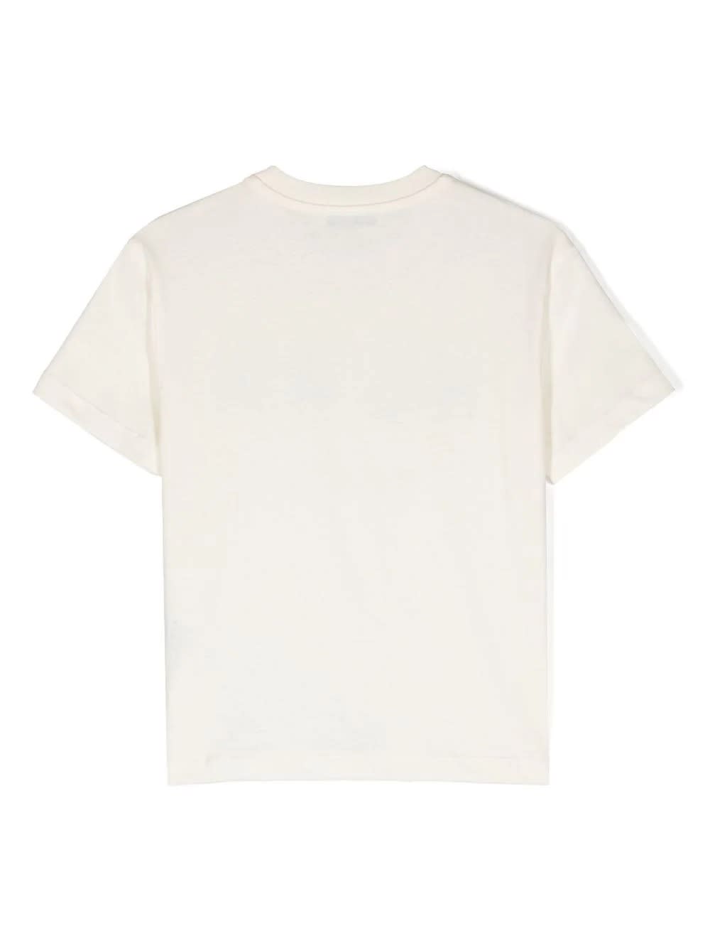 Shop Msgm Cream T-shirt With Brushed Logo In Crema