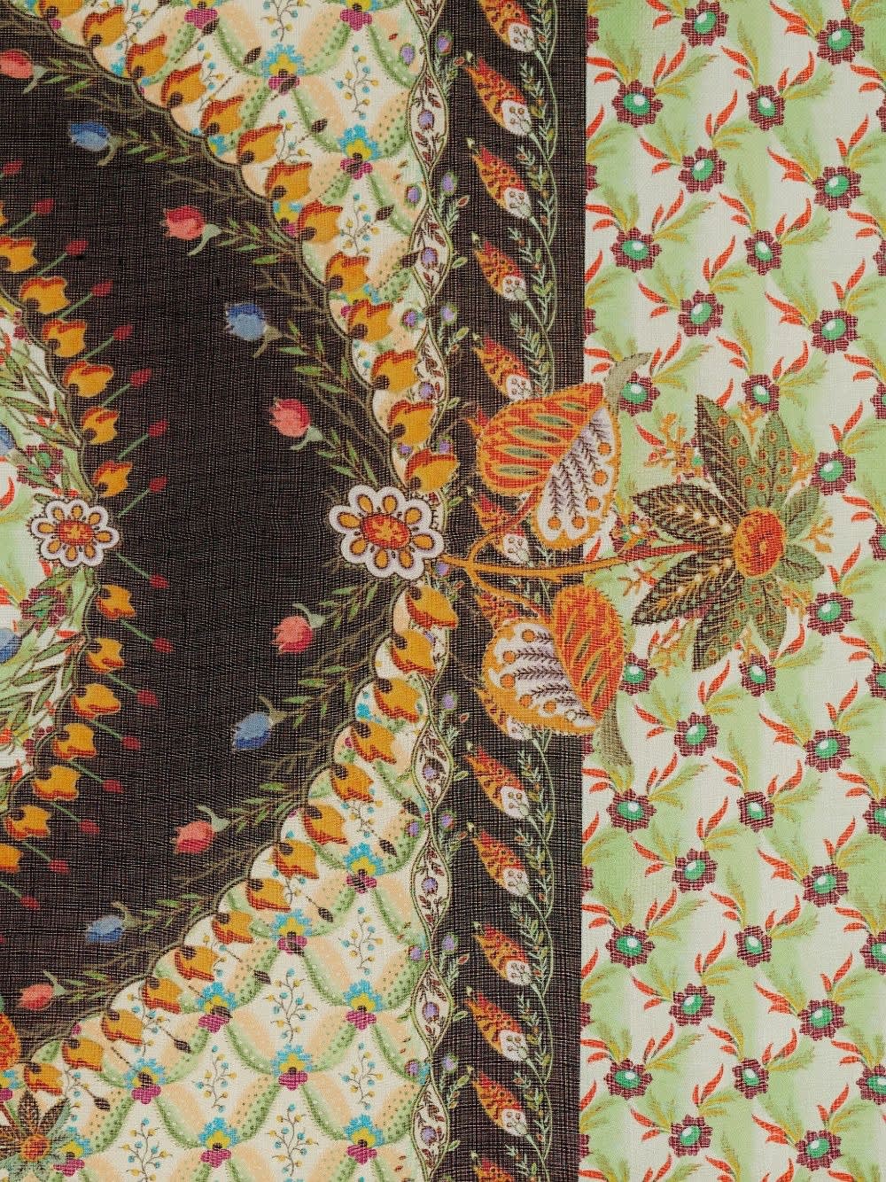 Shop Etro Green Shawl With Floral Print And Beading In Multicolor