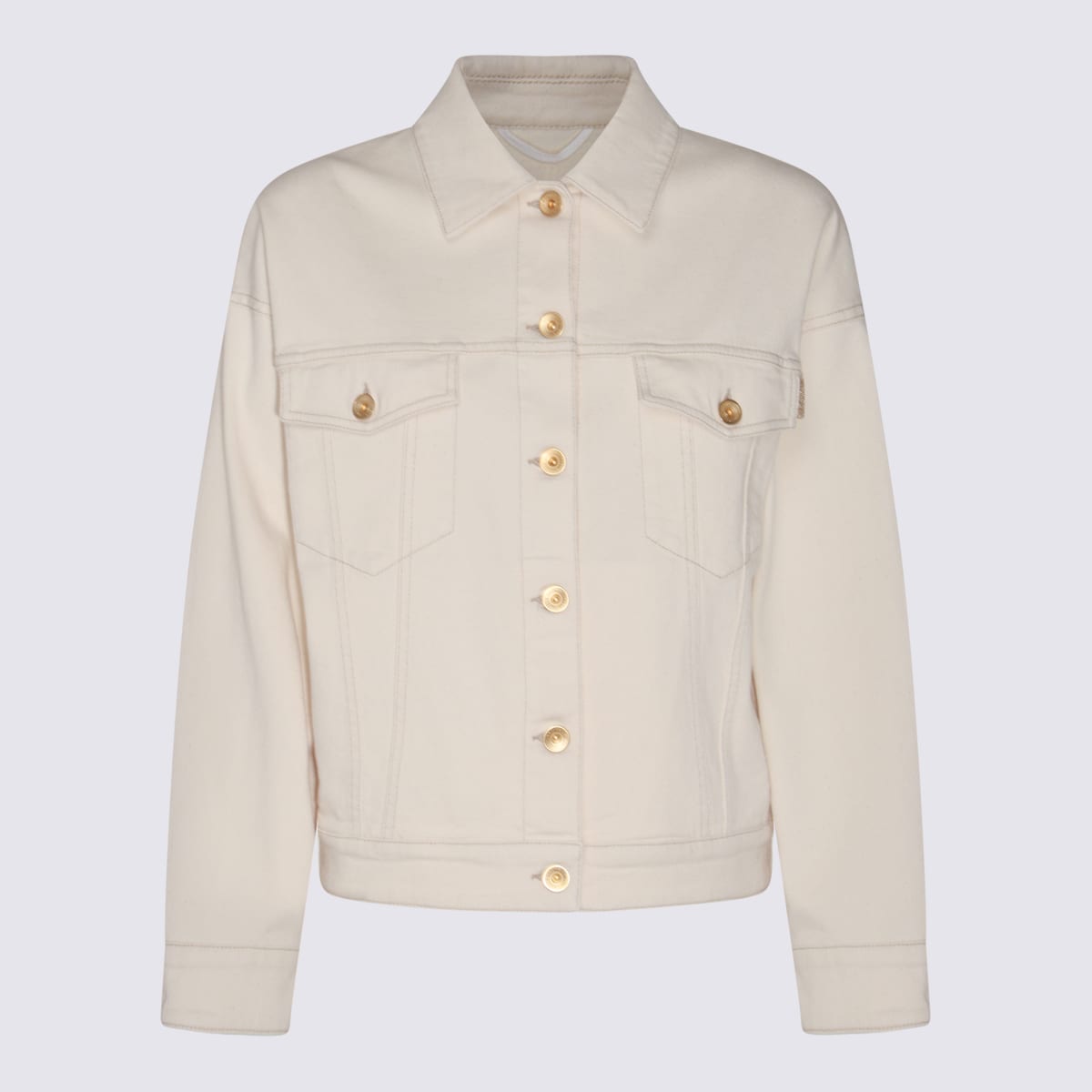 Shop Brunello Cucinelli Beige Cotton Down Jacket