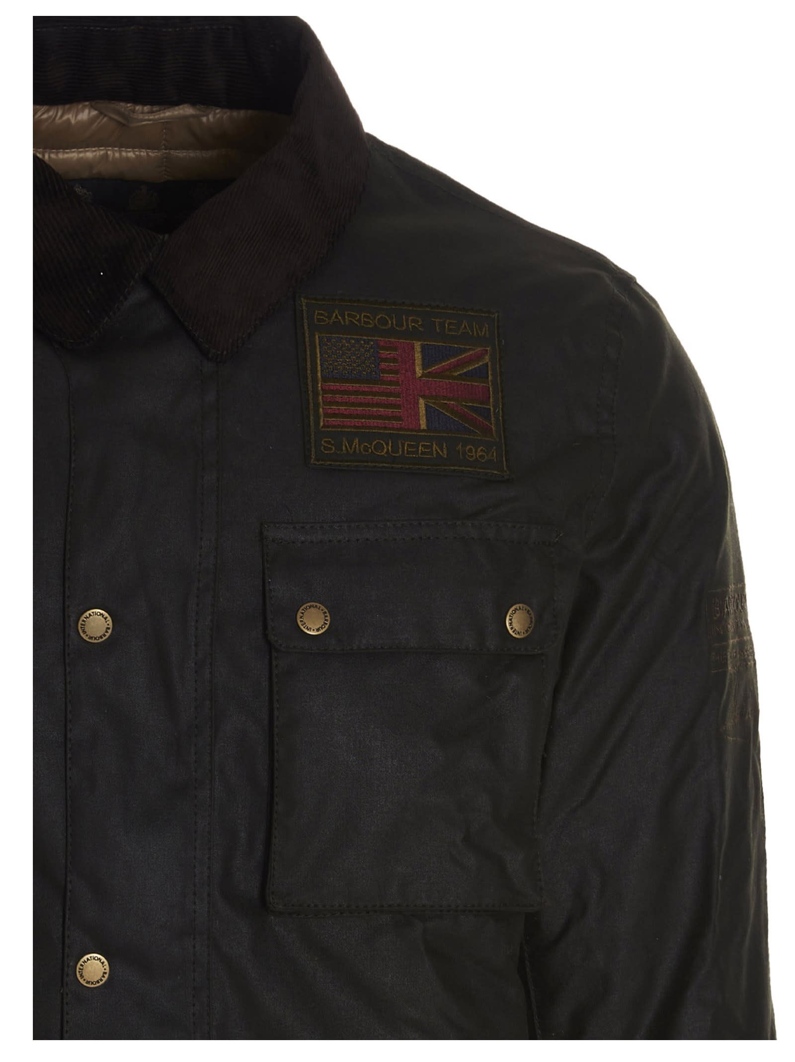 Barbour International Workers Wax Black Jacket In Black