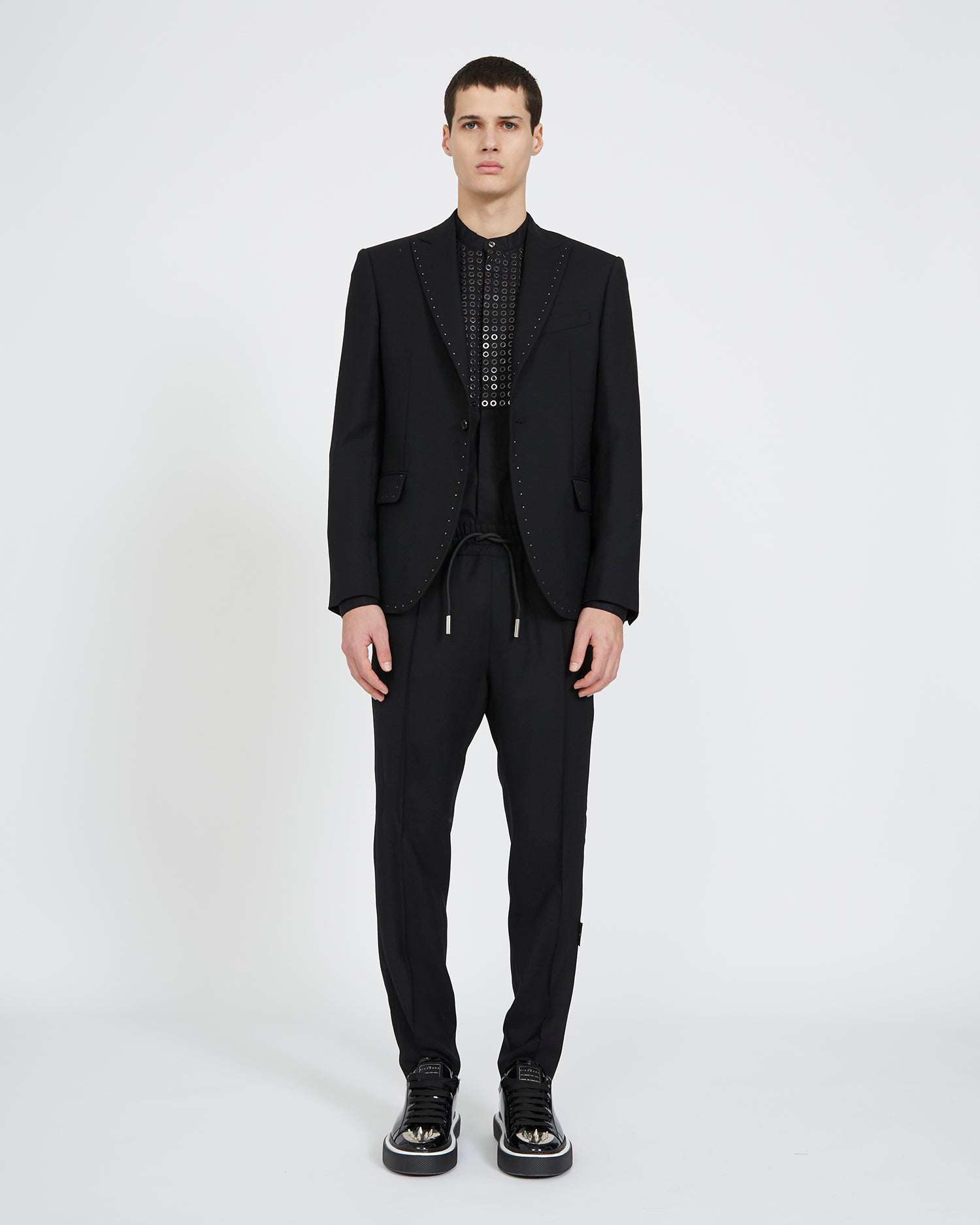 Shop John Richmond Trousers Straight Line In Nero