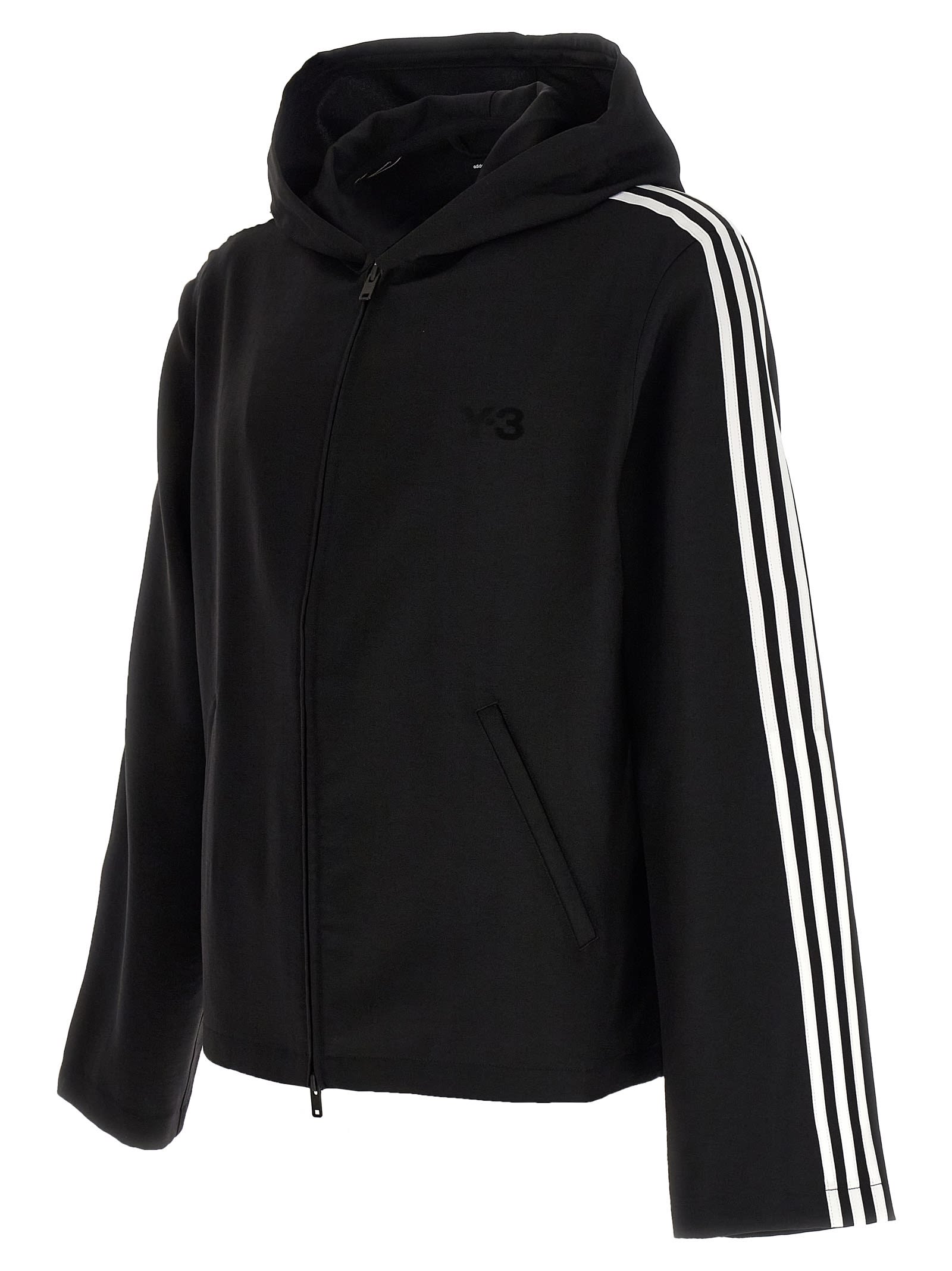 Y-3 Wire Detail Hooded Track Jacket Black In Black