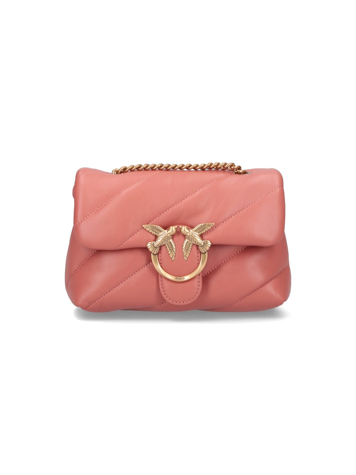 Pinko Mini Handbag With Quilted Nappa And Gold-tone Details In Pink
