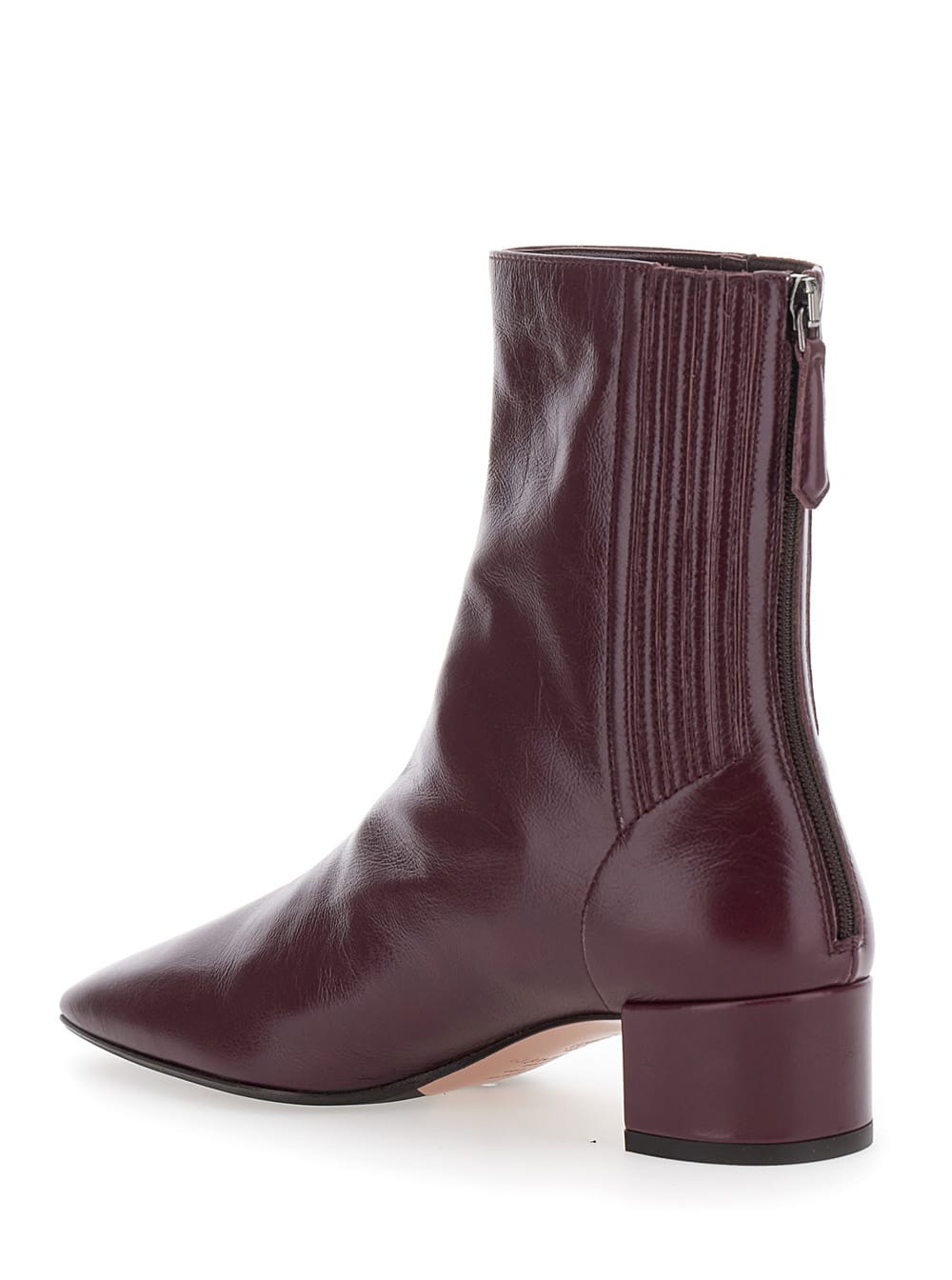 Aquazzura Bordeaux Ankle Boots With Medium Wide Heel In Leather Woman In Burgundy