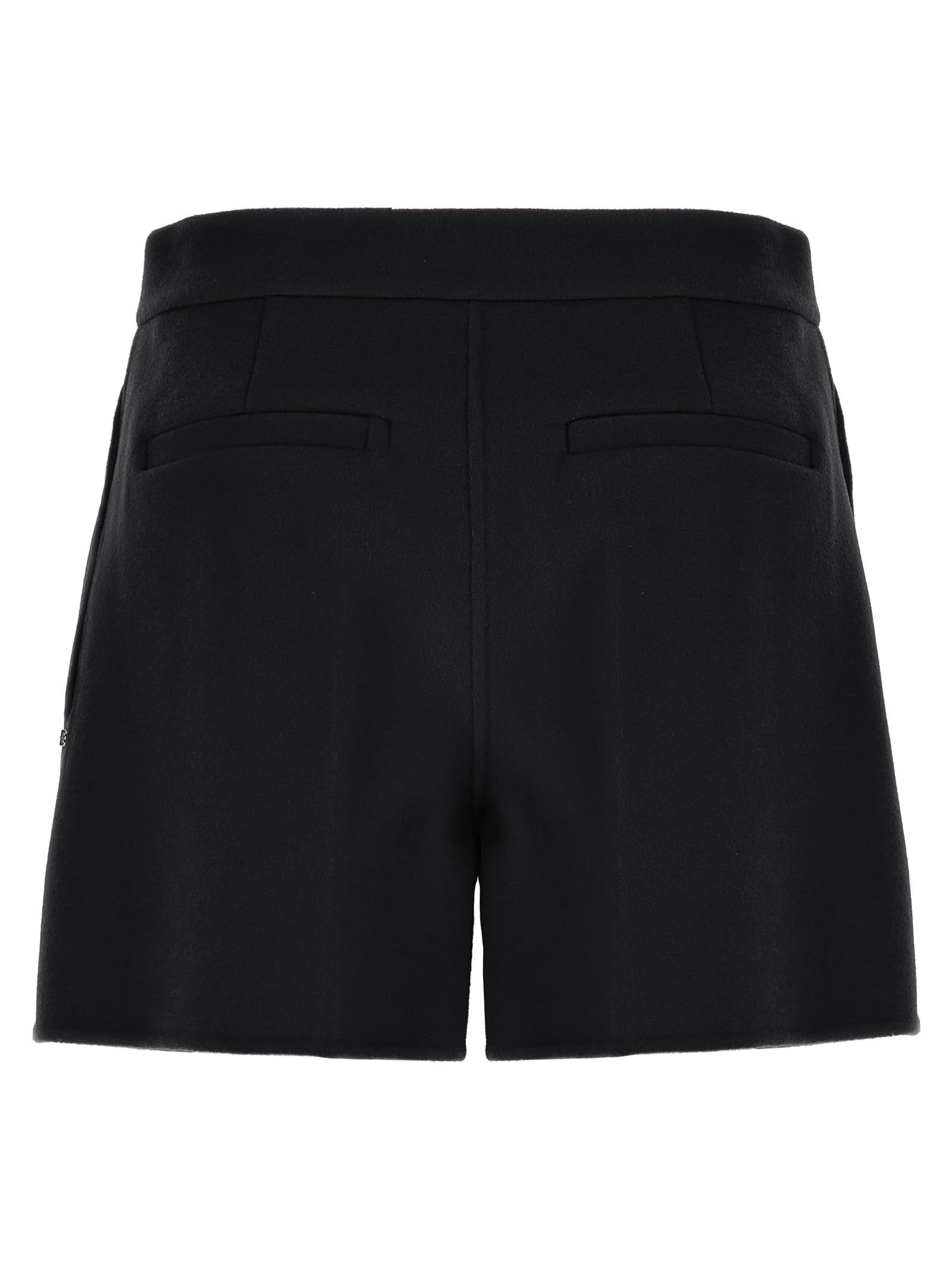 Sportmax Double Pleated Tailored Shorts In Luxurious Wool In Black