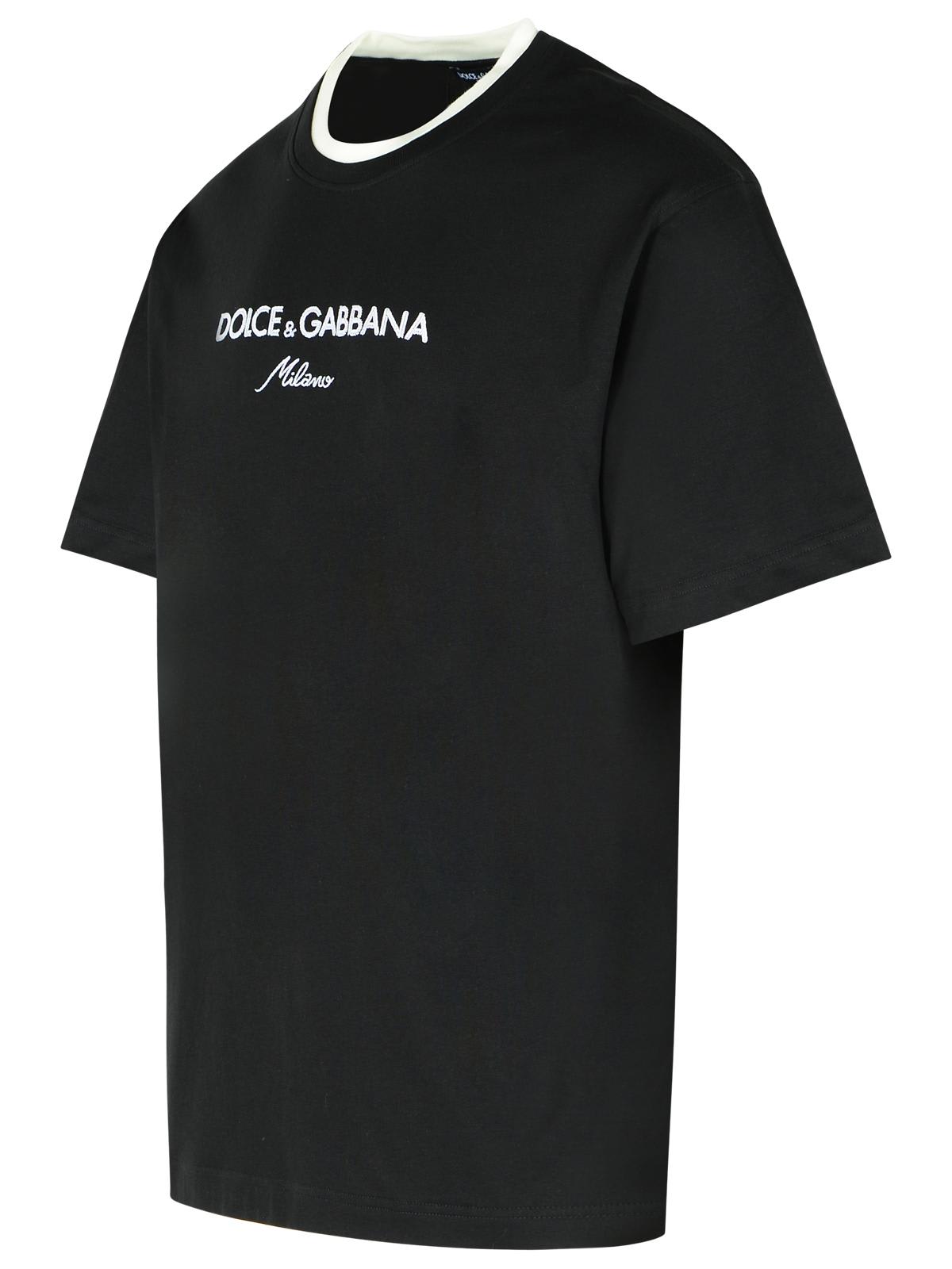Dolce & Gabbana Logo-embroidered Layering Cotton T-shirt In Black