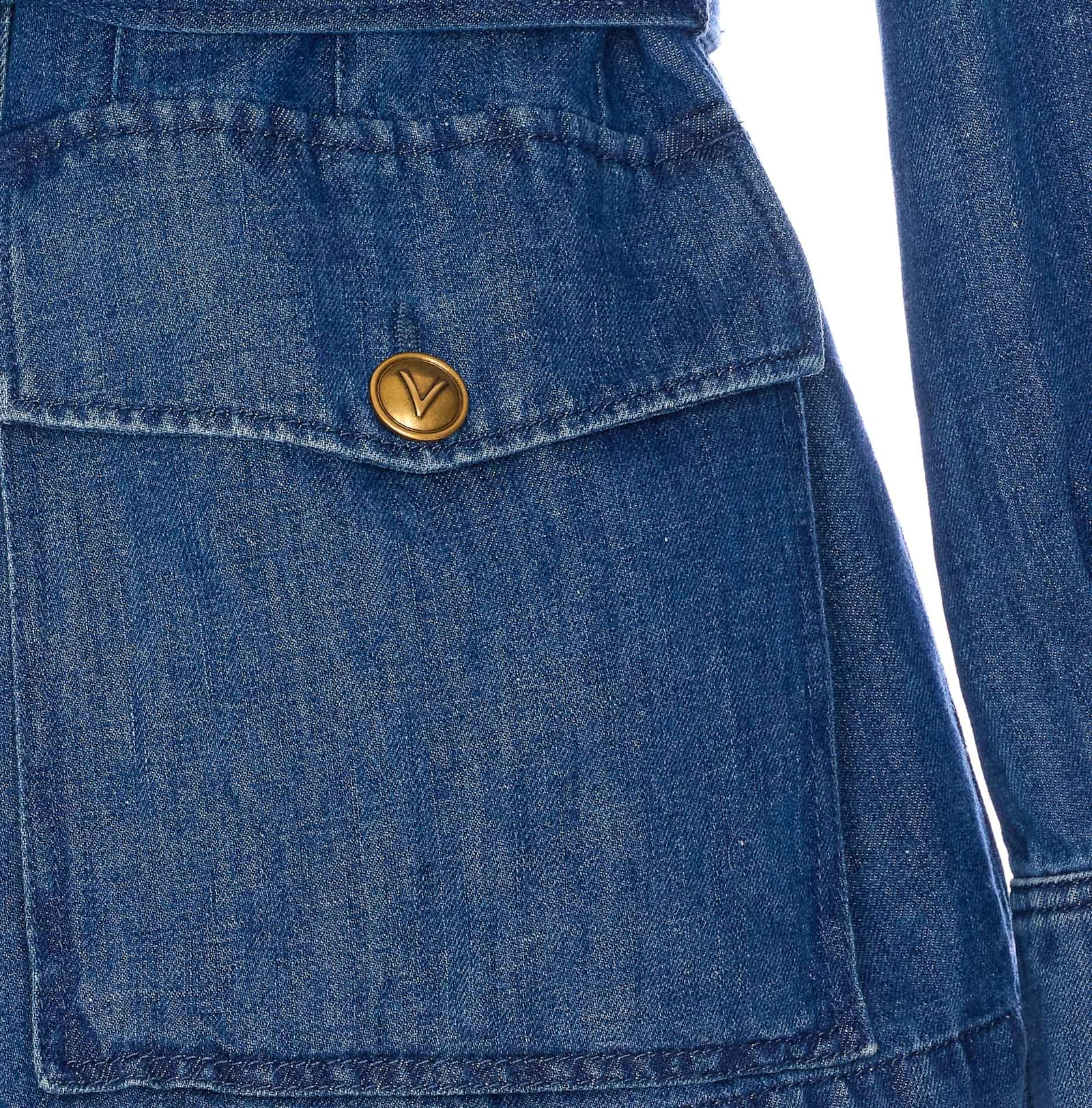 Shop Valentino Solid Sahariana In Denim In Blue