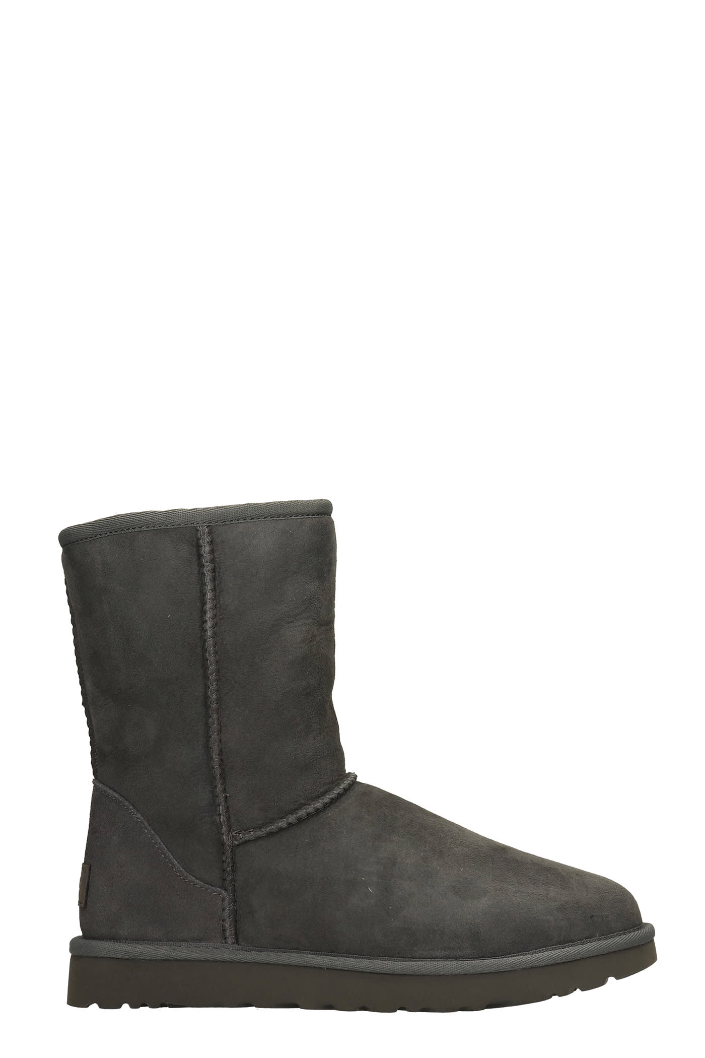 UGG Classic Shor Ii Low Heels Ankle Boots In Grey Suede