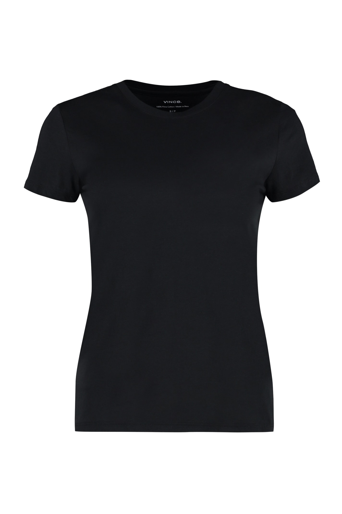 Vince Cotton Crew-neck T-shirt In Black