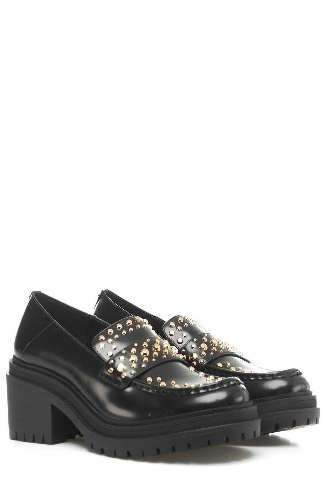 Michael Michael Kors Stud-embellished Round-toe Loafers In Black