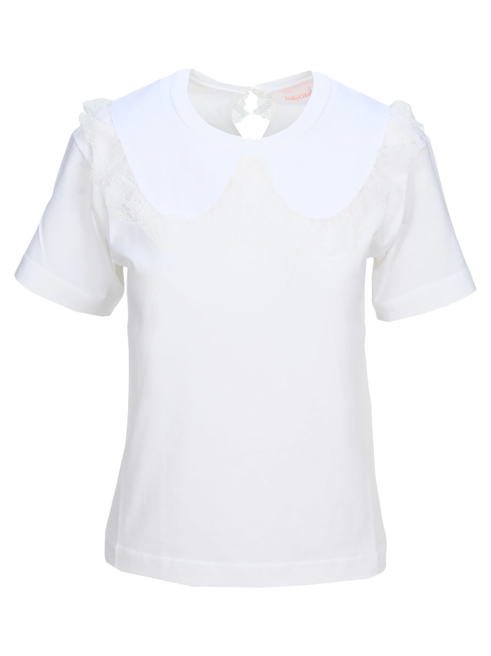 See by Chloé See By Chloe Lace-trim Collar T-shirt