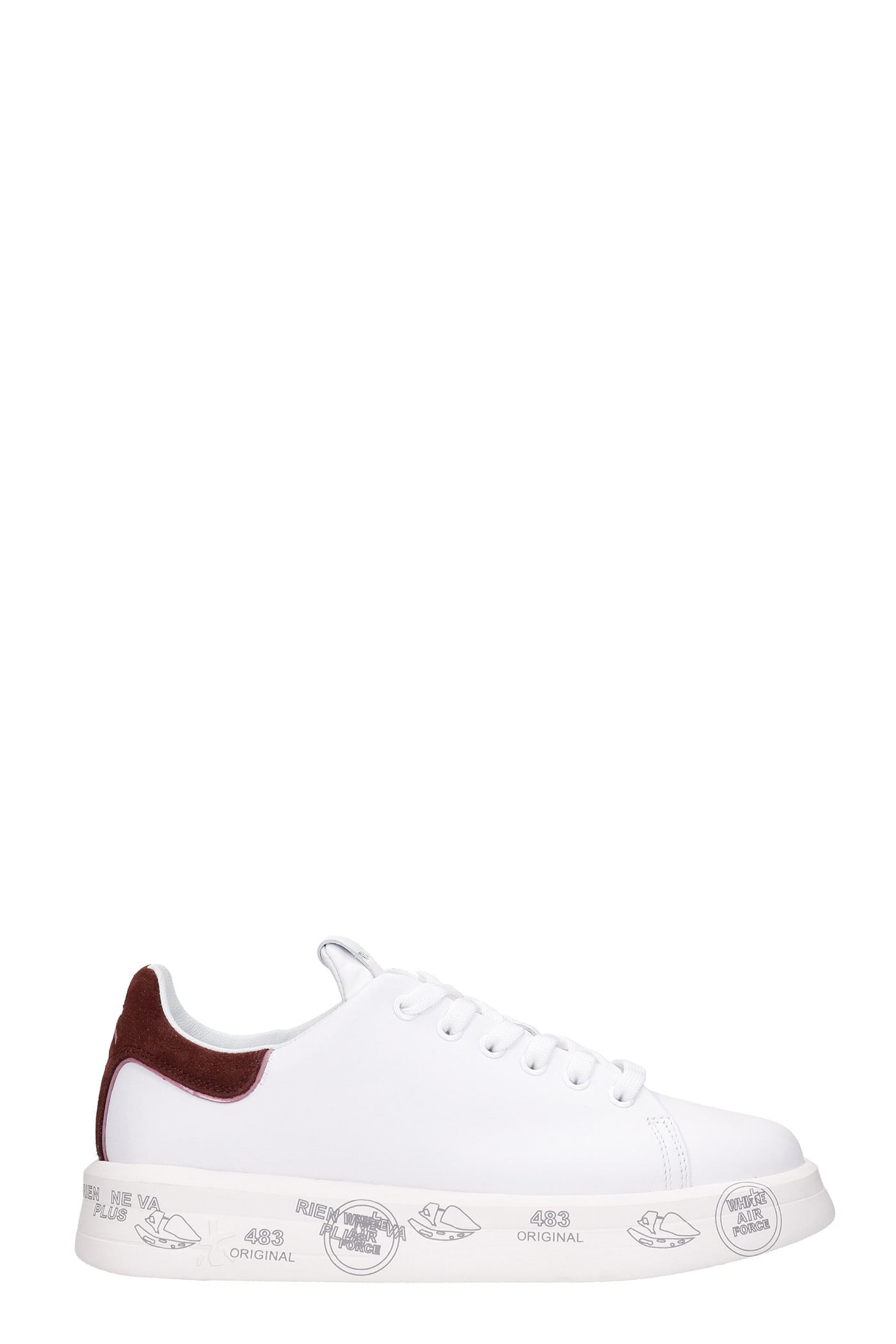 Premiata Belle Sneakers In White Suede And Leather
