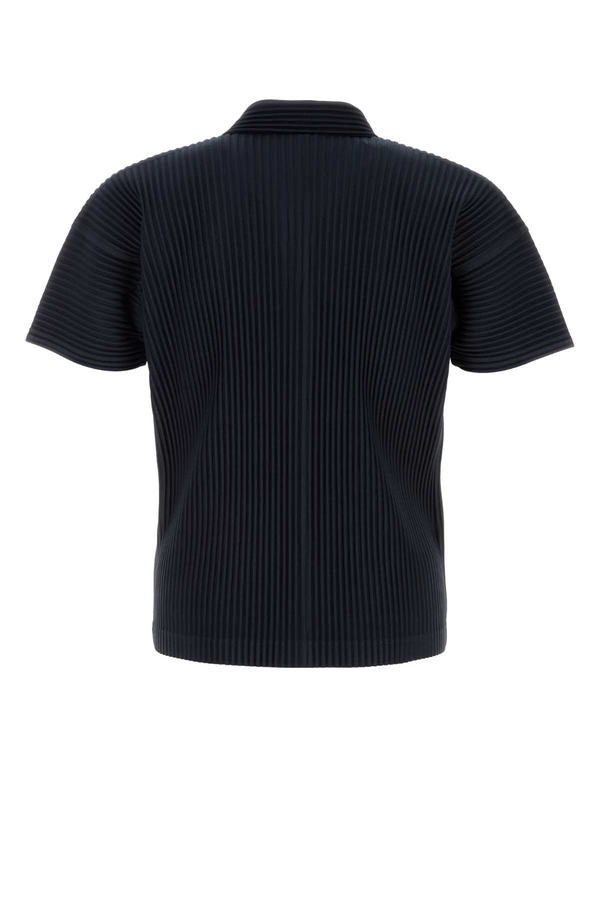 Issey Miyake Midnight Blue Polyester Polo Shirt In Black