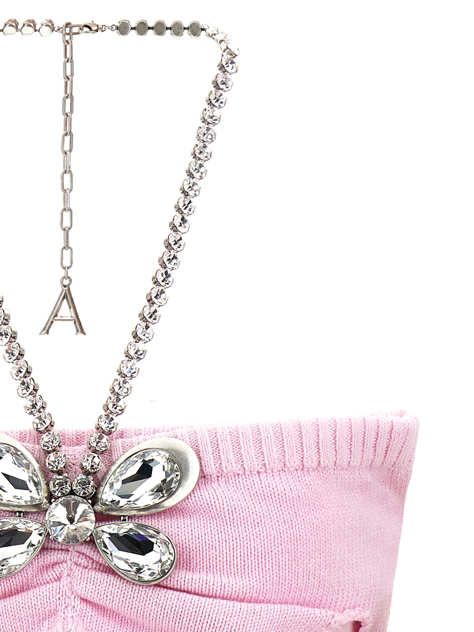 AREA CRYSTAL BUTTERFLY KNIT BANDEAU TOP 
