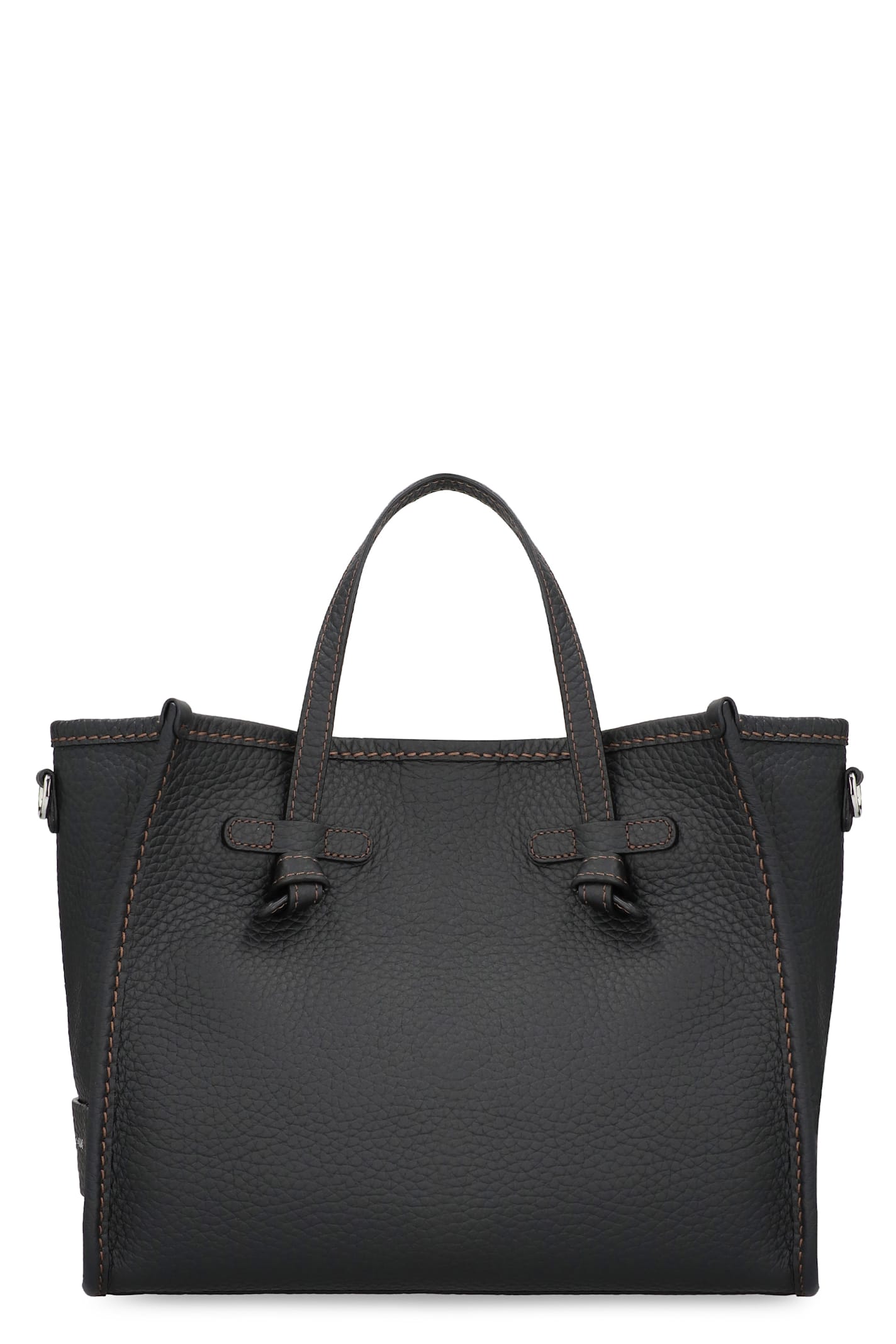 Shop Gianni Chiarini Miss Marcella 32 Smooth Leather Tote Bag In Black