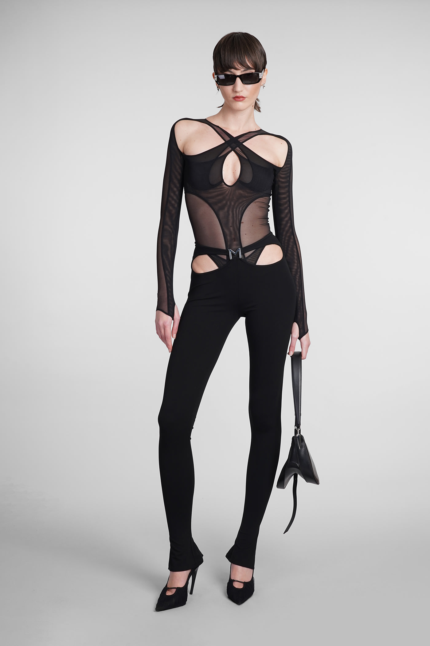 Shop Mugler Leggings In Black Polyamide