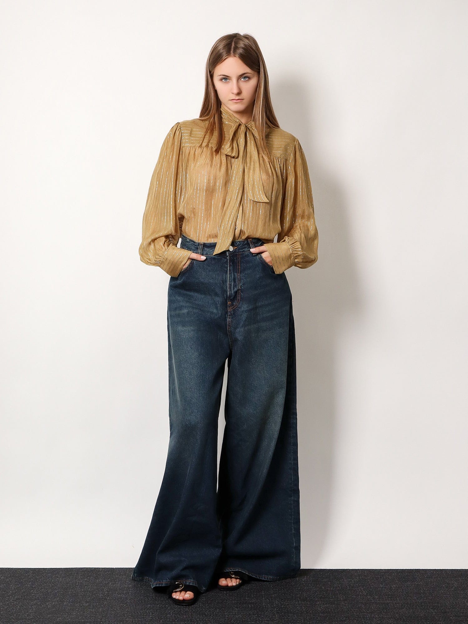 Chloé Silk Shirt With Metallic Stripes And Lurex In Neutral