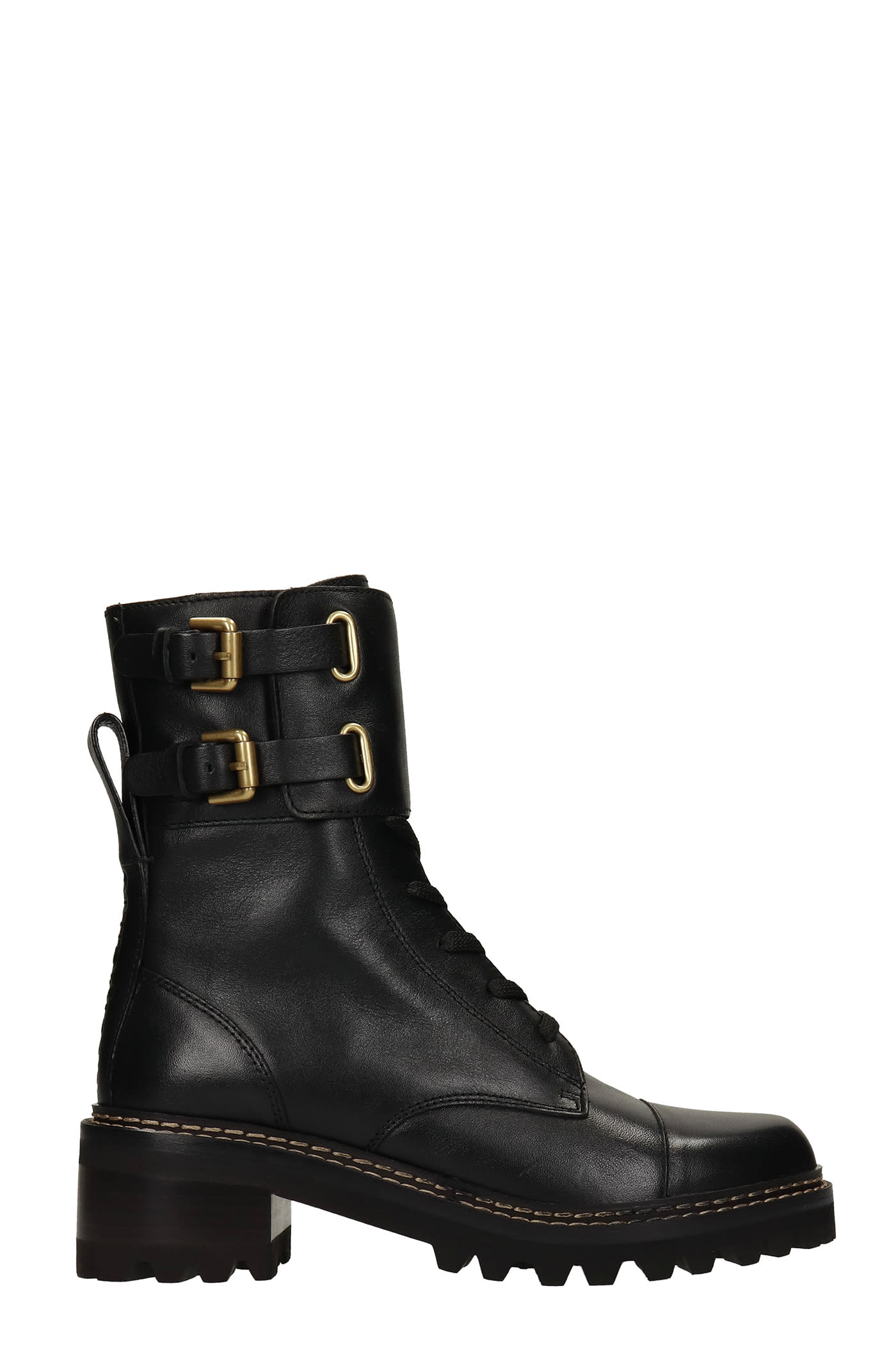 See by Chloé Mallory Combat Boots In Black Leather