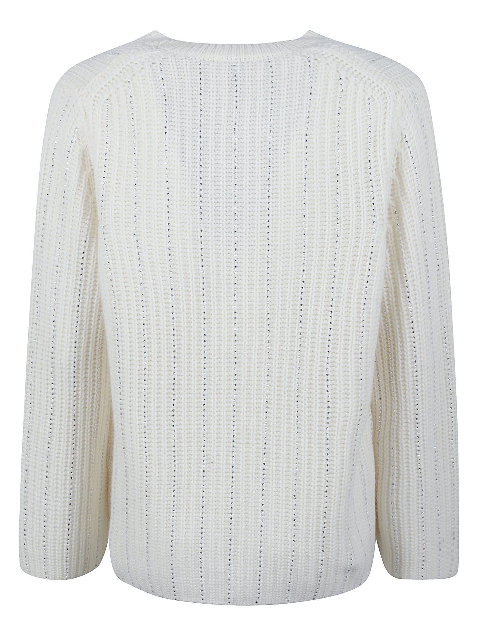 Shop Allude Crystal Embellished Stripe Sweater In White