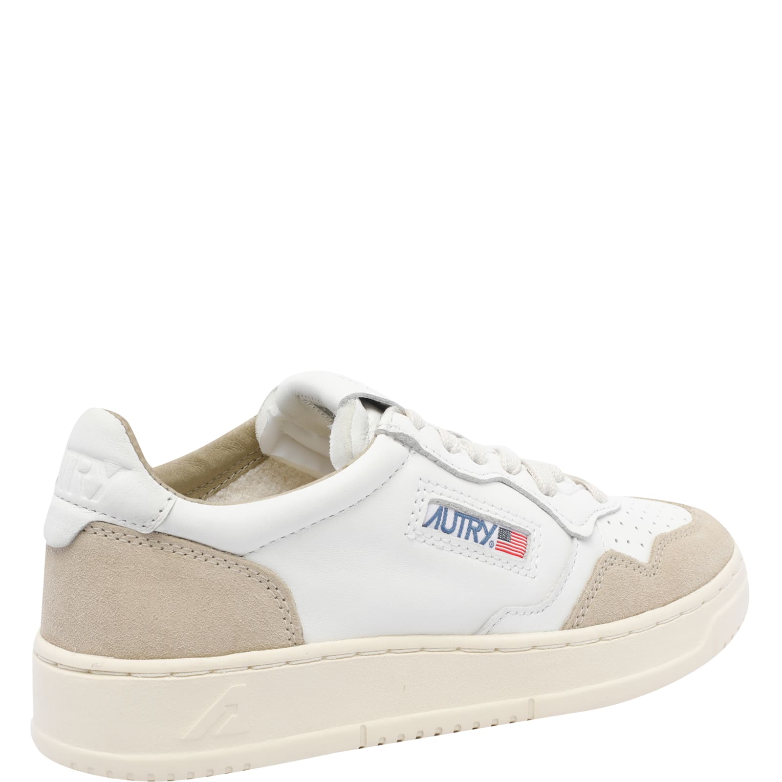 Autry Low-top Sneakers With Smooth Leather And Suede Accents In Sand