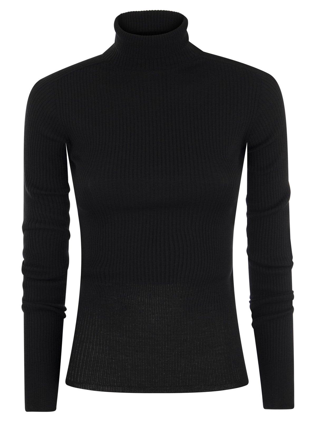 Shop Sportmax Flavia Turtleneck Long-sleeved Jumper In Black