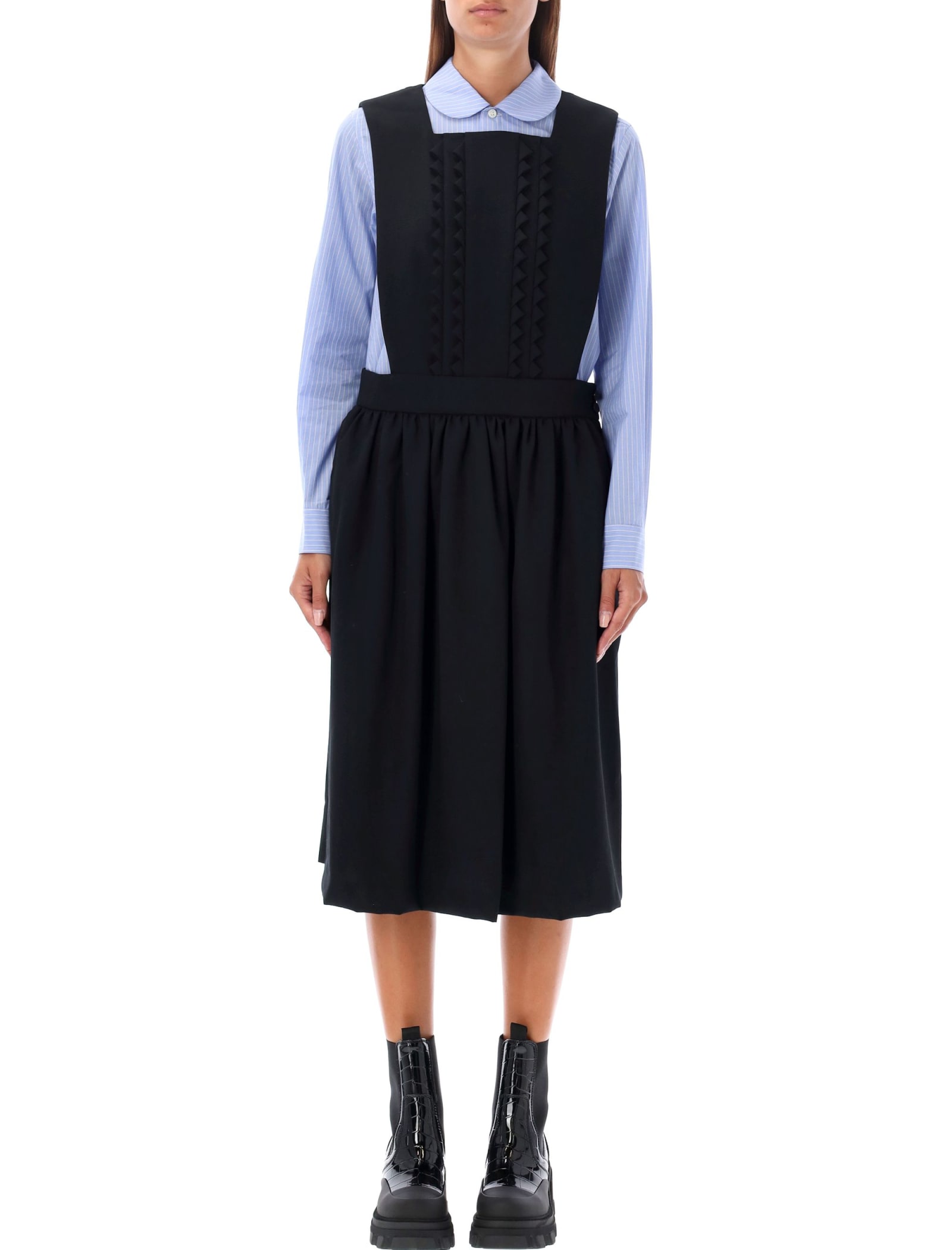 Shop Comme Des Garcons Girl Salopette Midi Dress In Black