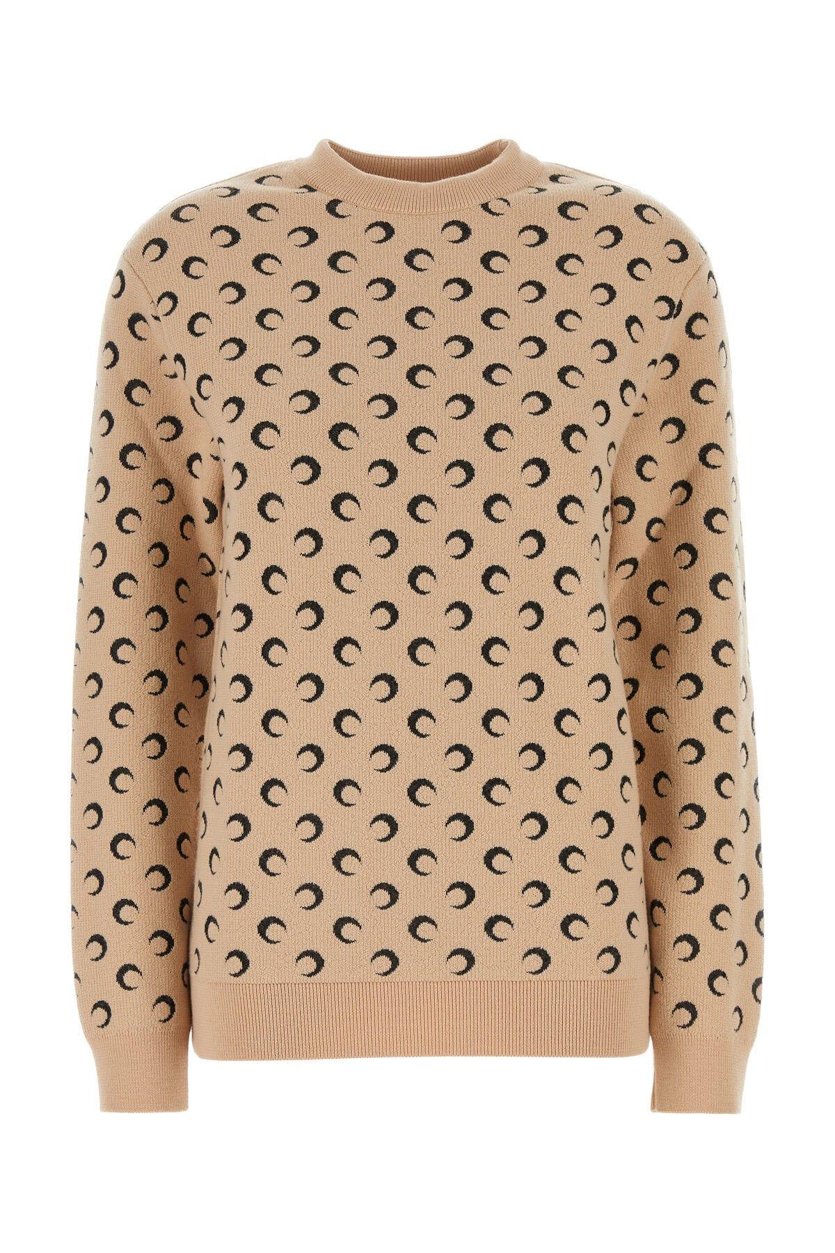 Shop Marine Serre Embroidered Wool Sweater In Neutrals/black