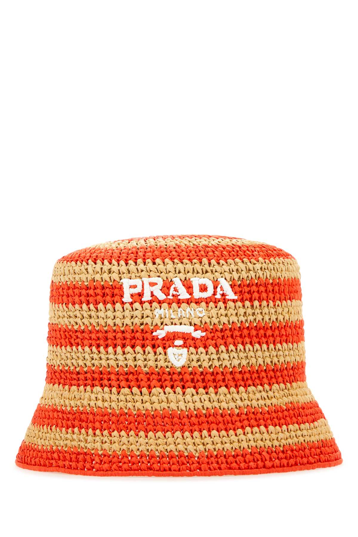 Shop Prada Embroidered Raffia Hat In Naturalearanc