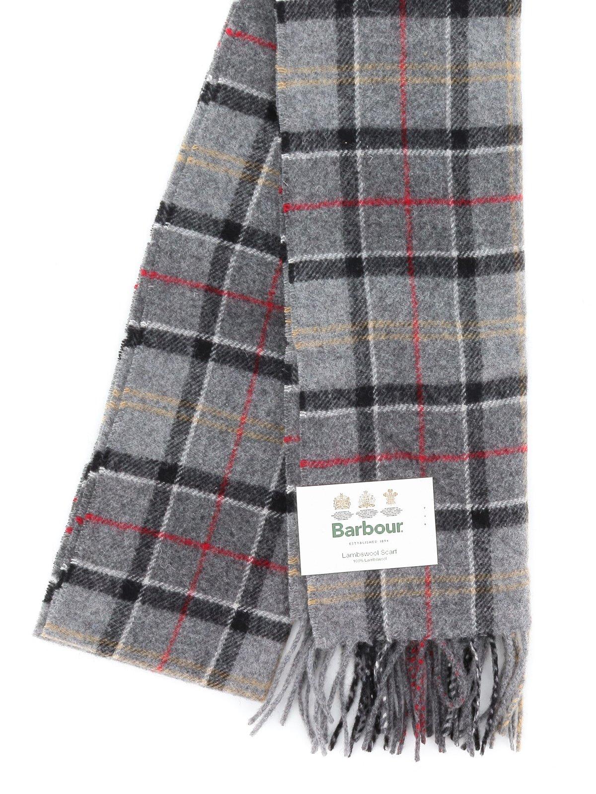 Barbour Tartan Fringed Scarf In Grey Tartan