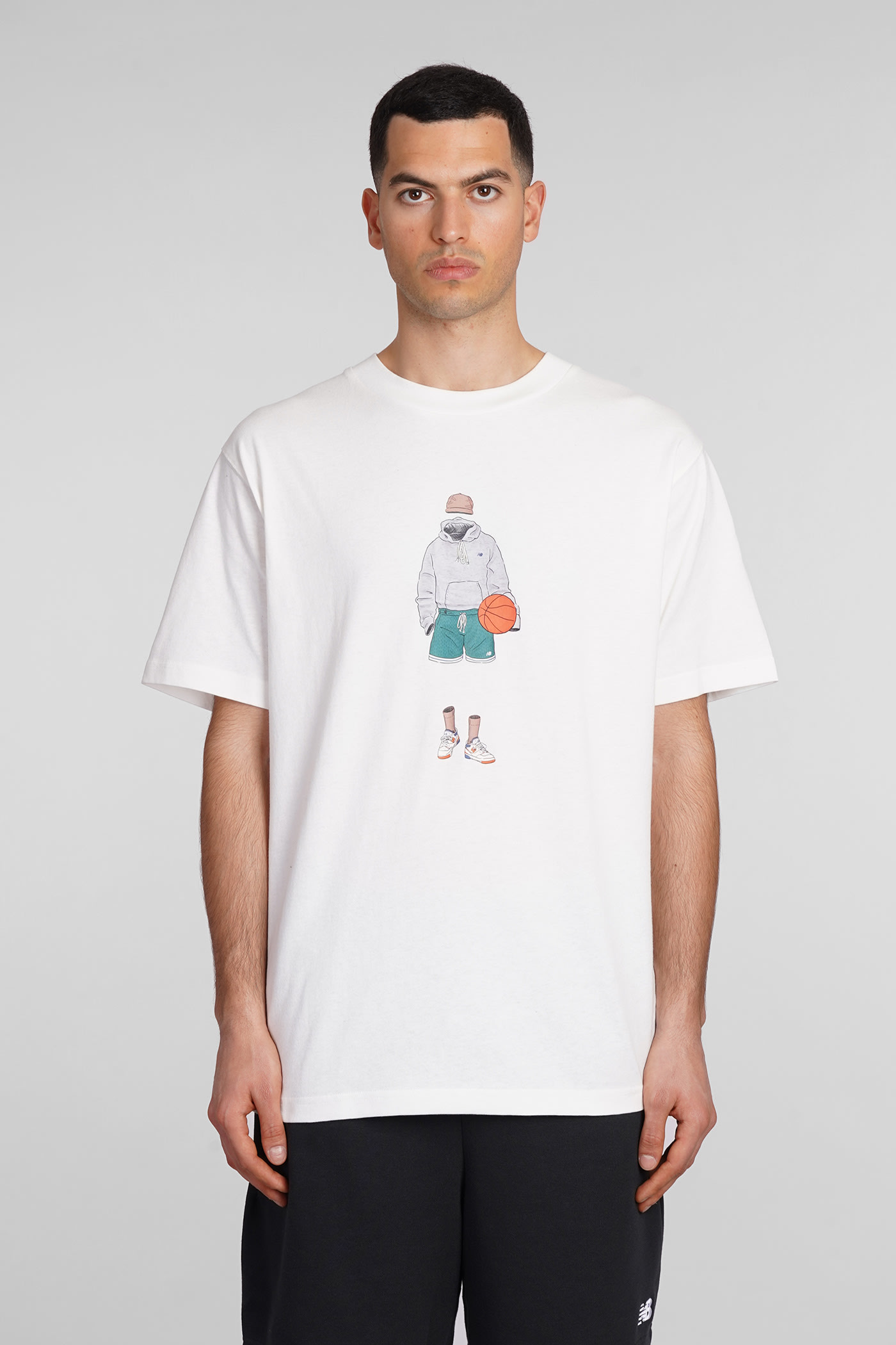 Shop New Balance T-shirt In White Cotton