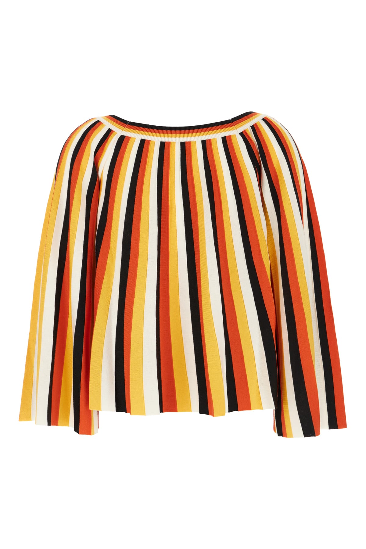 Chloé Striped Wool Boat Neck Blouse In 8za