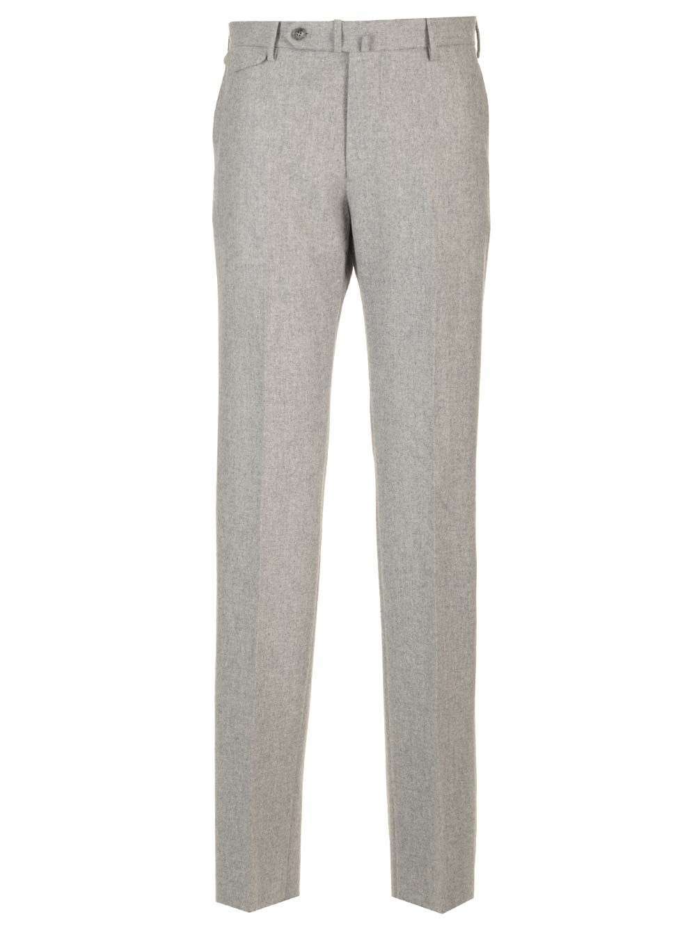 Shop Tagliatore White Flannel Trousers In Grey