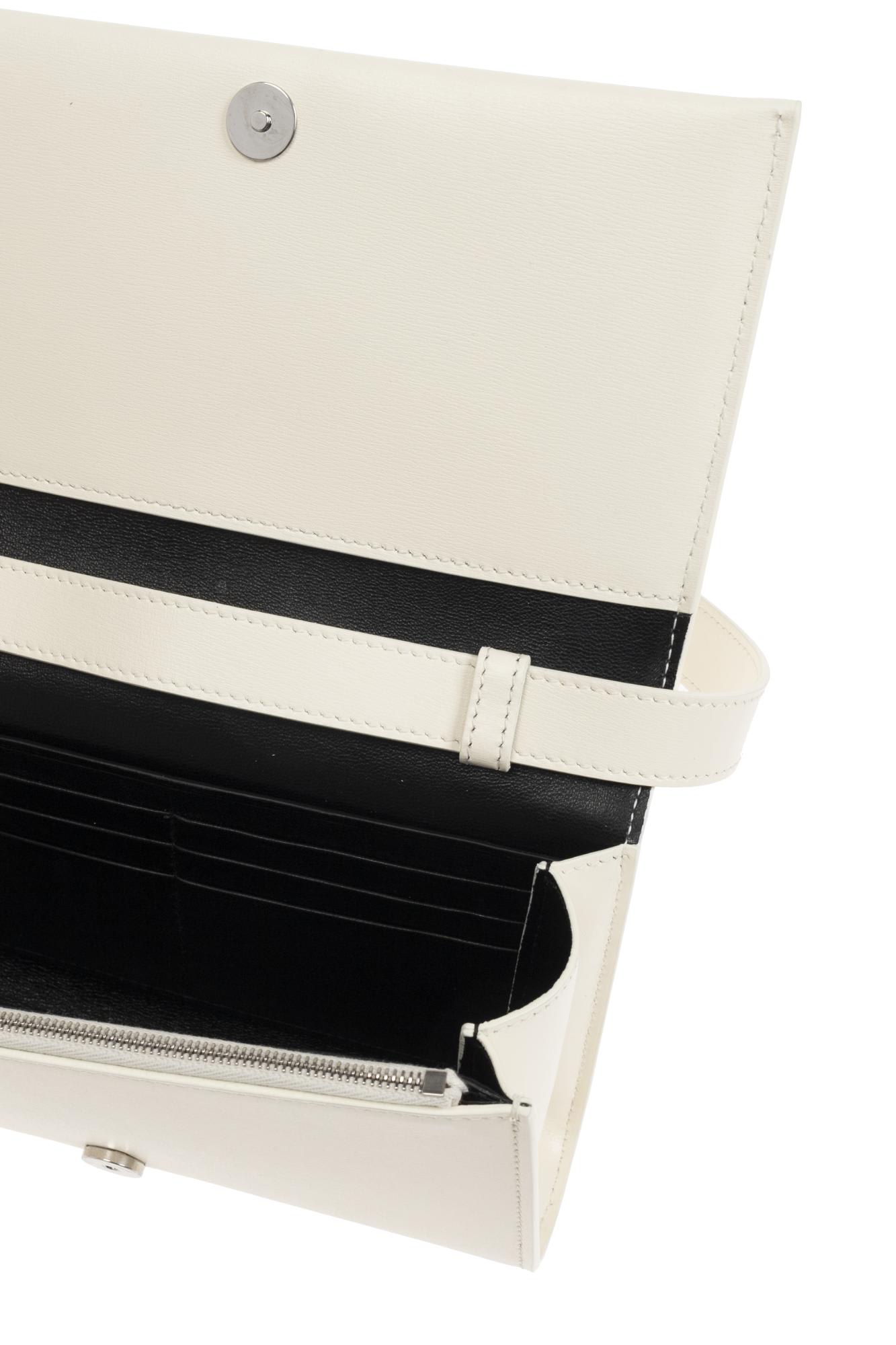 Jil Sander Leather Wallet On A Strap In Ivory