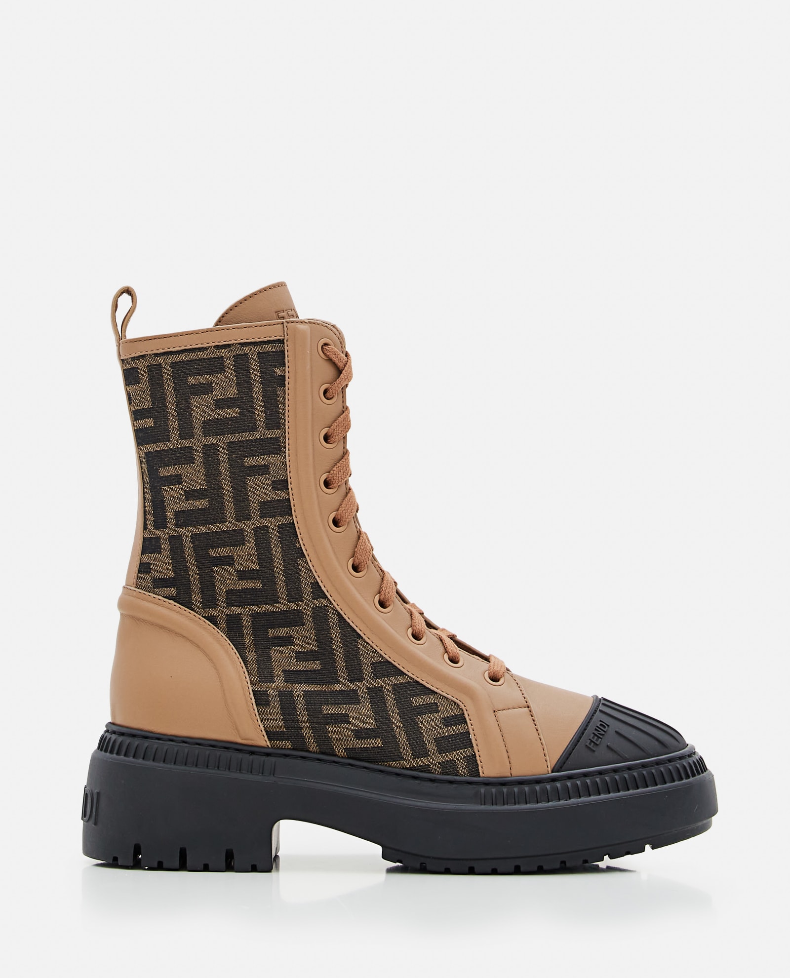 Fendi Logo Sock Sneaker Boots In Brown