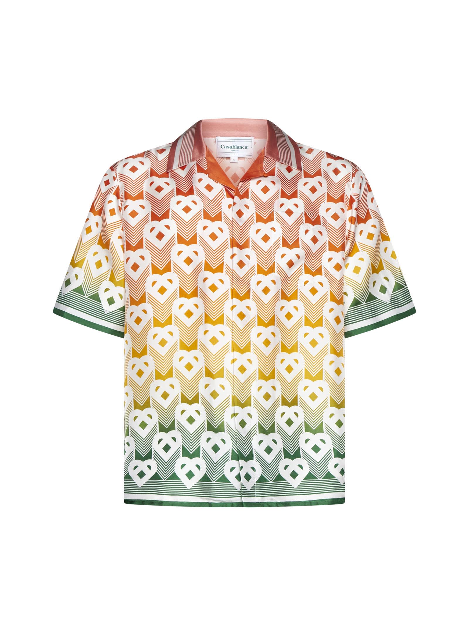 Gradient Heart Monogram Silk Shirt