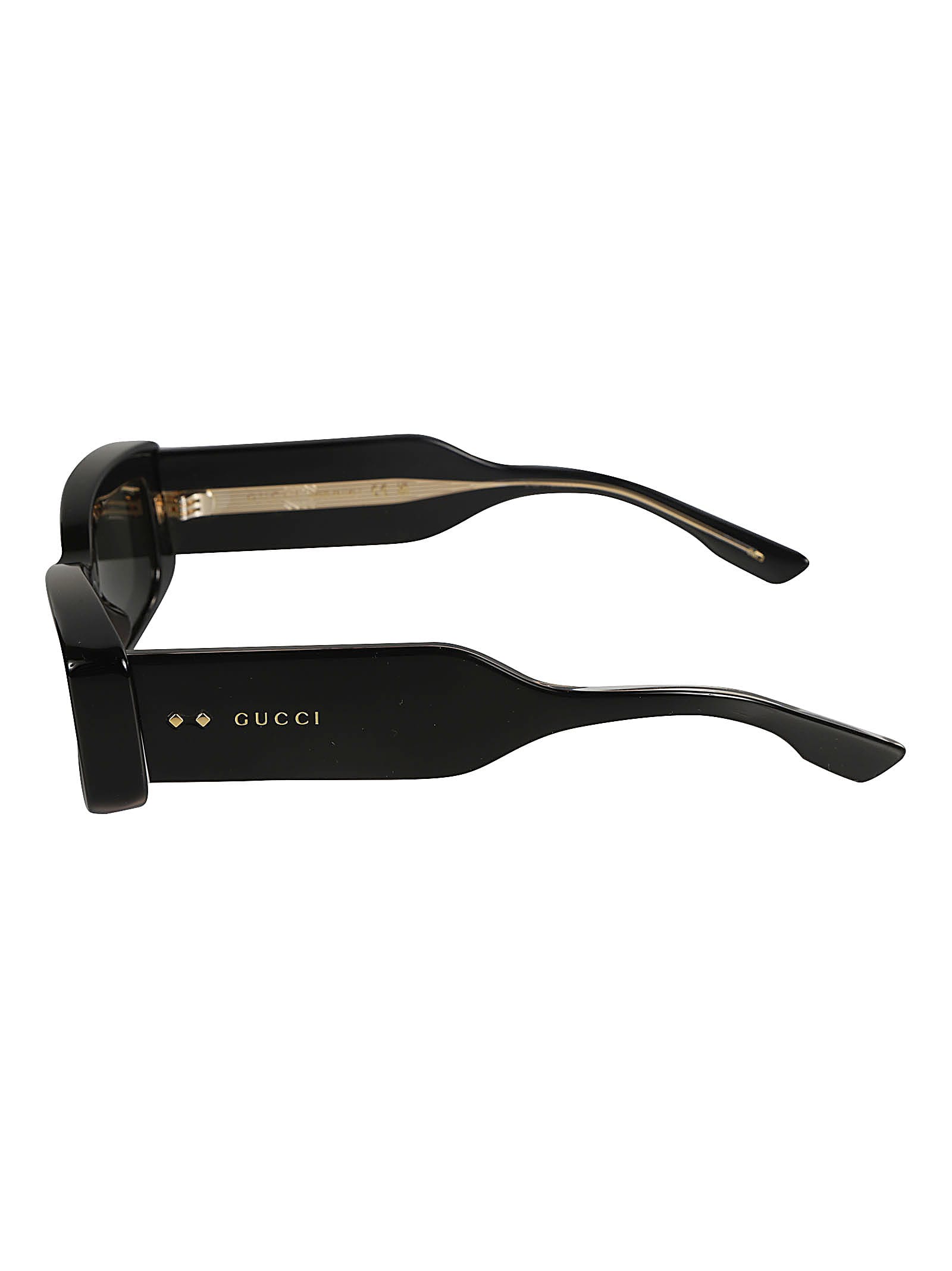 Shop Gucci Rectangle Thick Sunglasses In Black