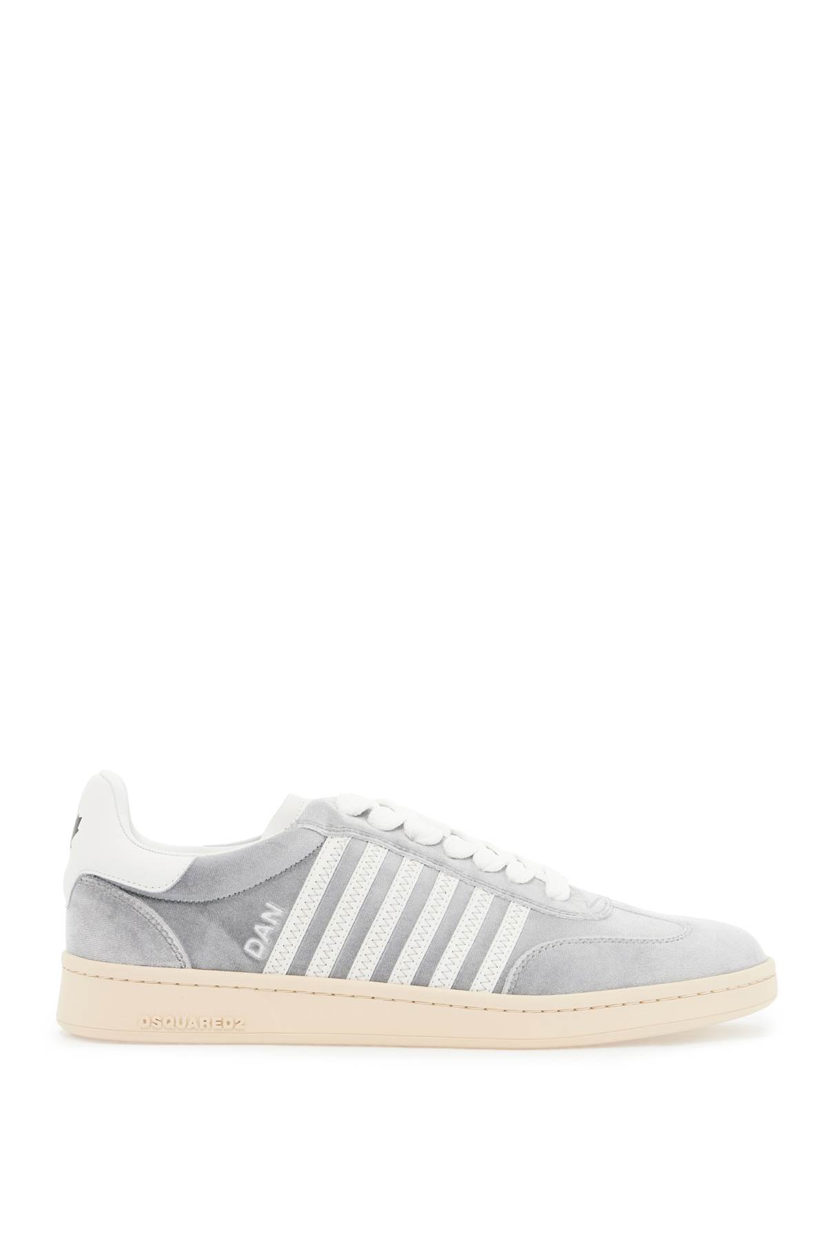 Dsquared2 Boxer Velvet Low-top Sneakers In Grigio+bianco (grey)