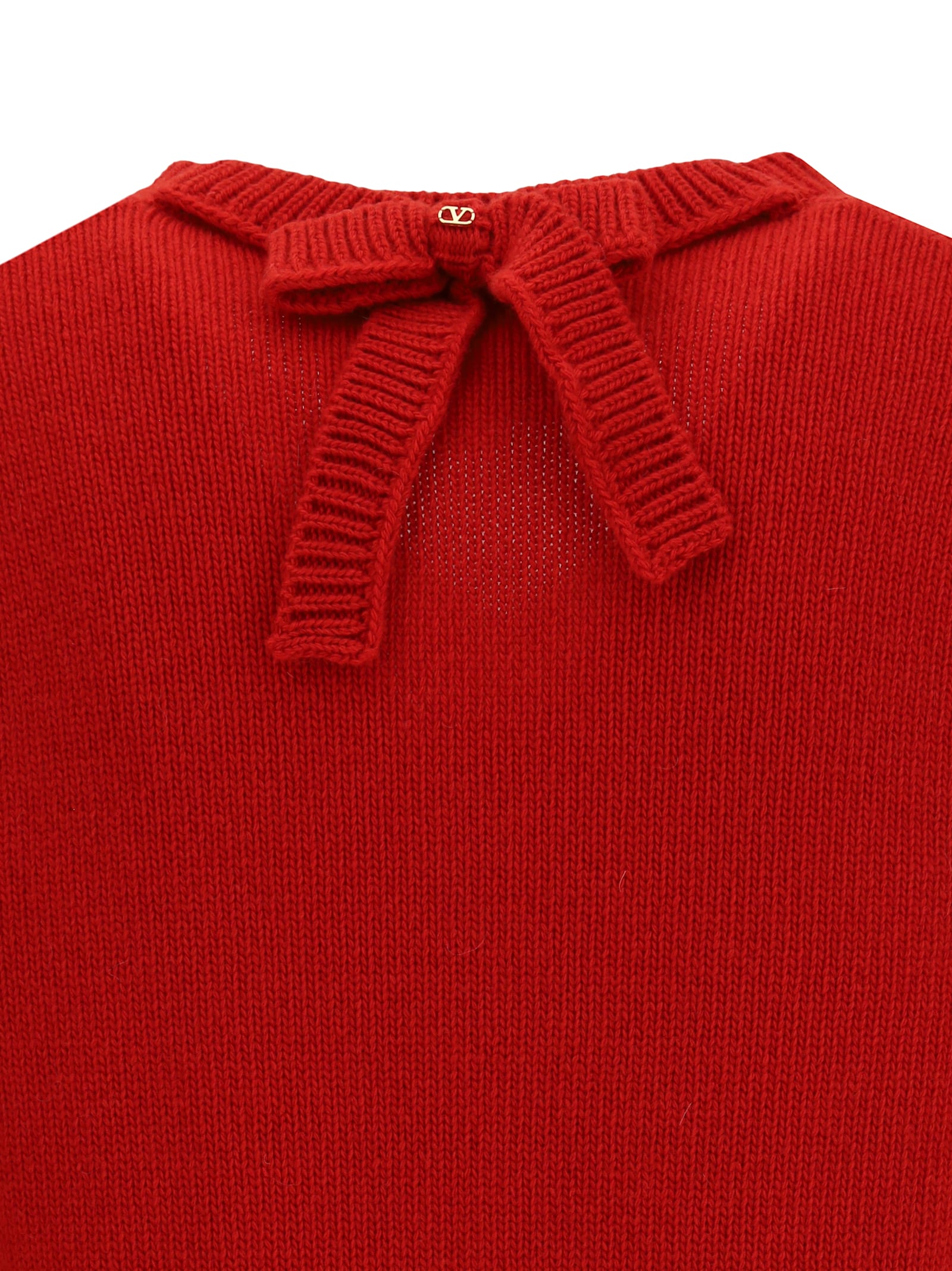 Valentino Red Sweater With Vlogo On Bow In Red