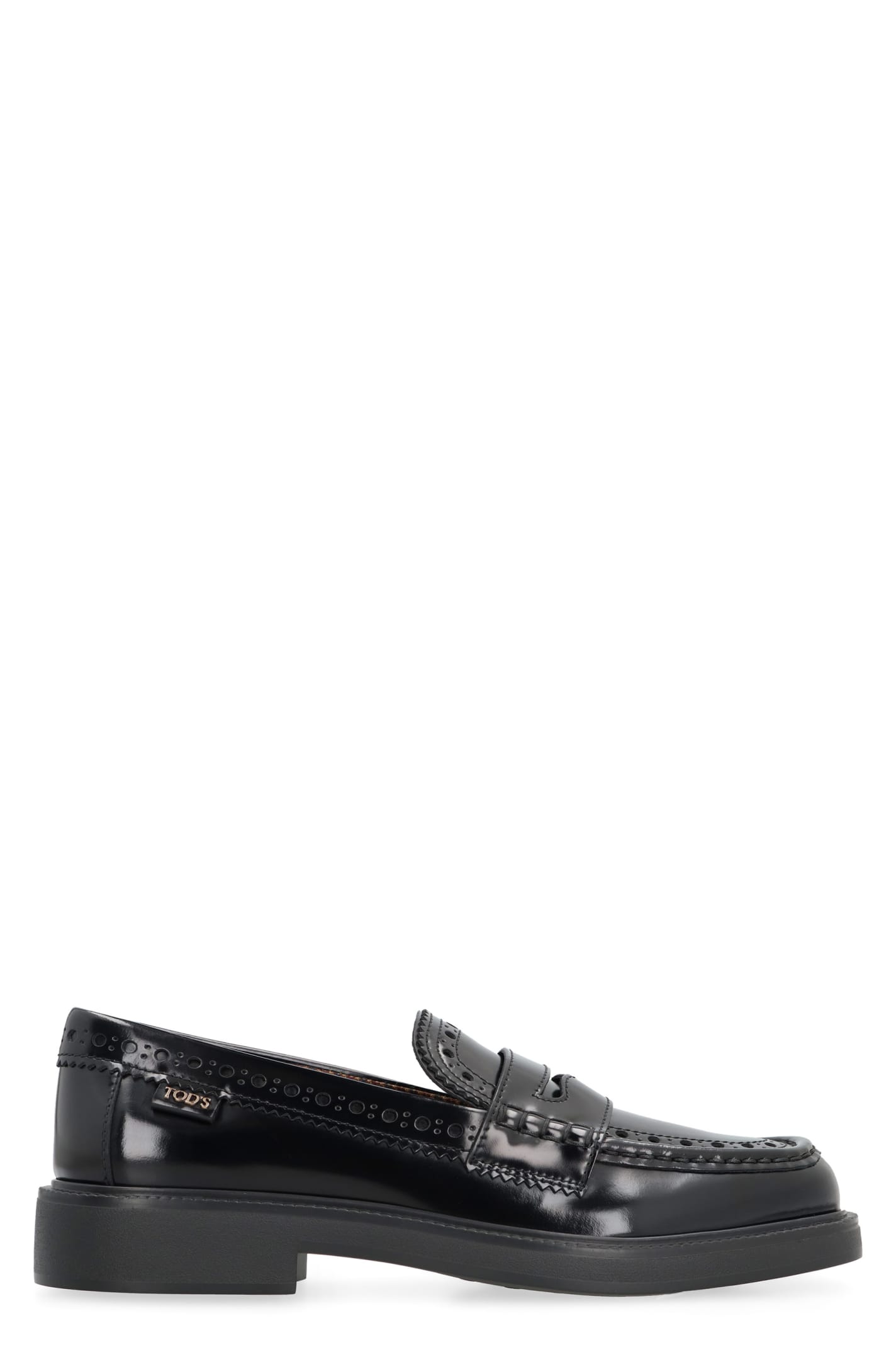 Shop Tod's Perforated Loafers In B999