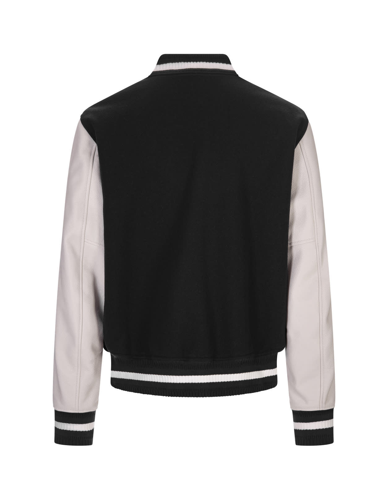 Shop Givenchy Black And White  Bomber Jacket In Wool And Leather