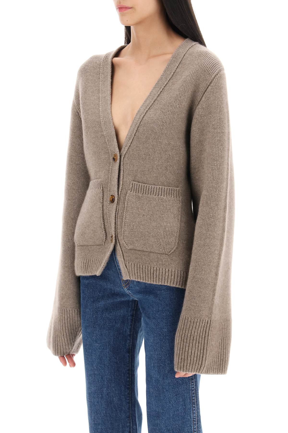 Khaite Scarlet Cashmere-blend Cardigan In Brown