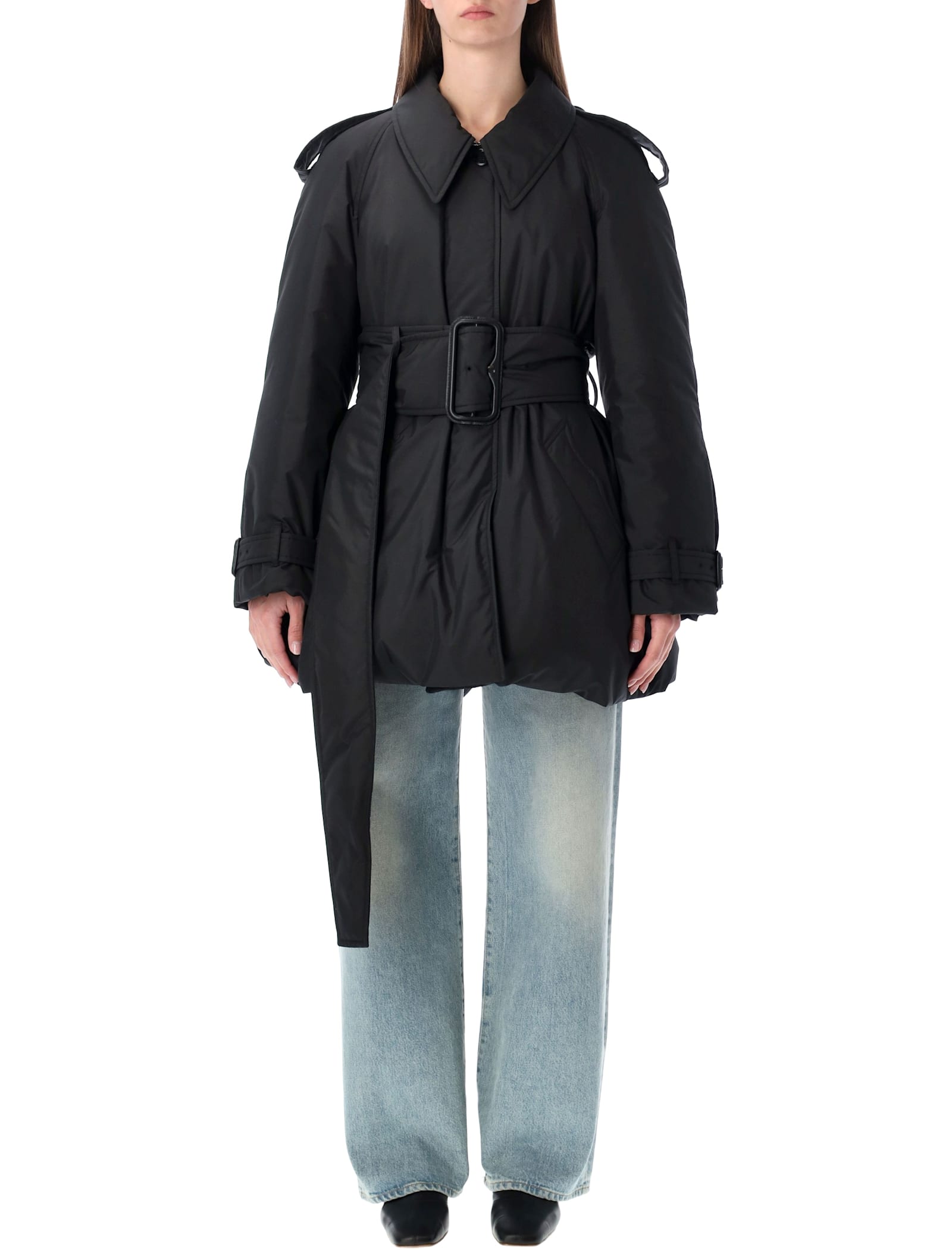 Burberry London Belted Berryhill Padded Car Coat In Black