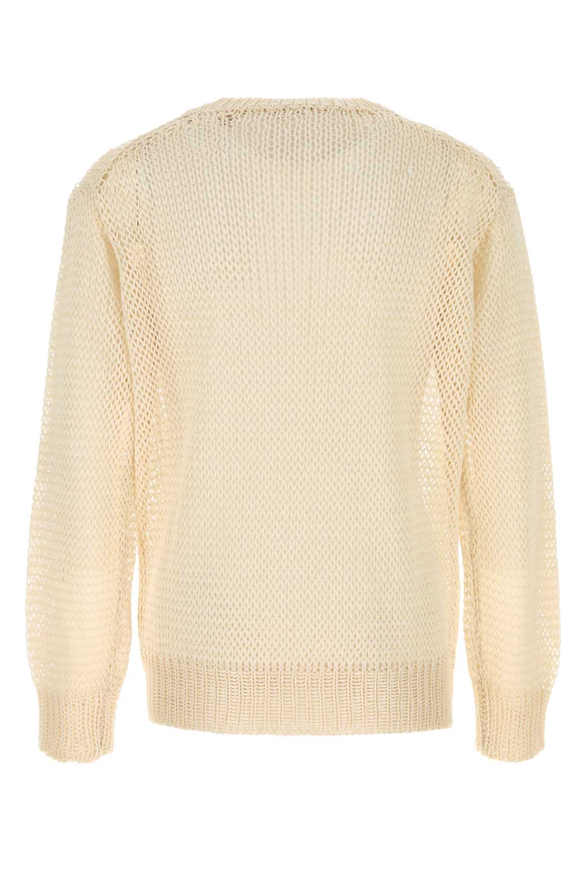 Jil Sander Silk Mesh Sweater With Crew Neck In 105