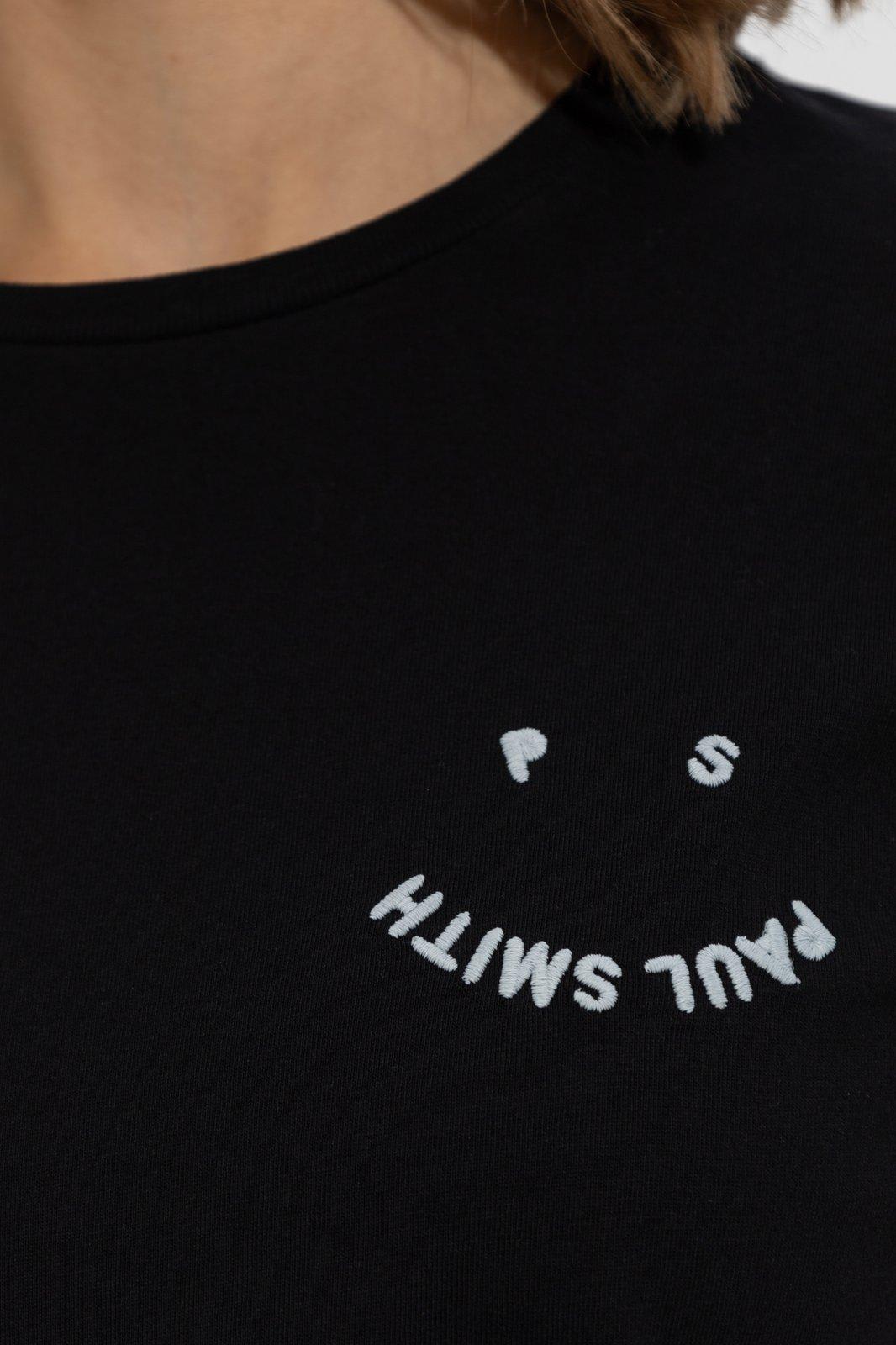 Ps By Paul Smith Embroidered-logo T-shirt In Black